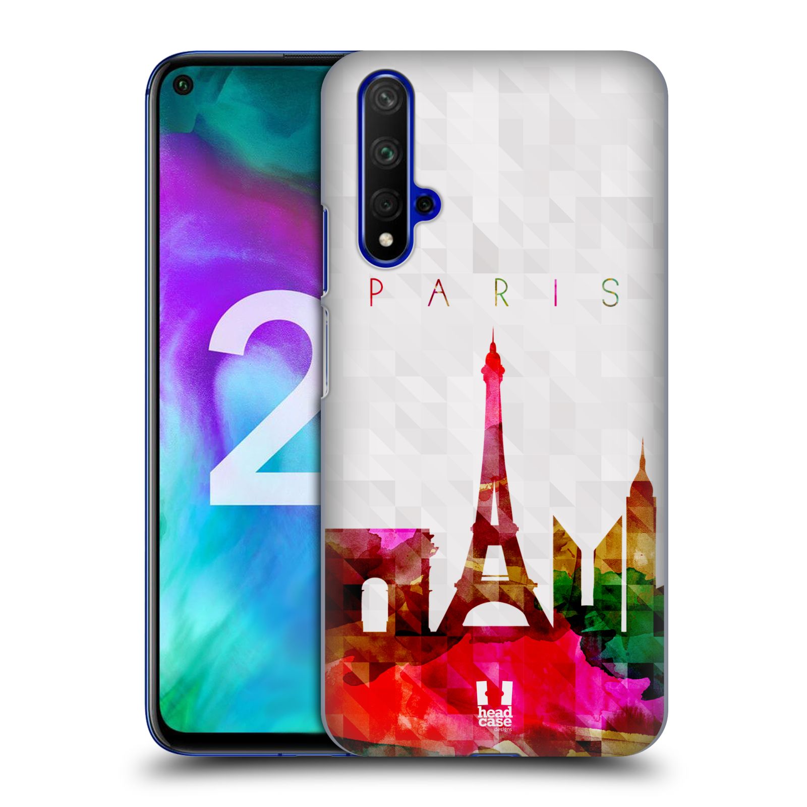 Pouzdro na mobil Honor 20 - HEAD CASE - vzor Vodní barva města silueta PAŘÍŽ FRANICE EIFFELOVA VĚŽ