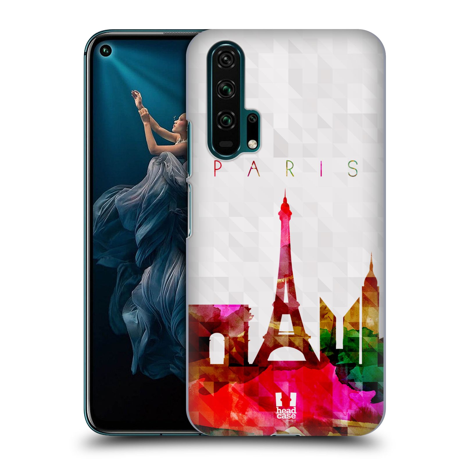 Pouzdro na mobil Honor 20 PRO - HEAD CASE - vzor Vodní barva města silueta PAŘÍŽ FRANICE EIFFELOVA VĚŽ