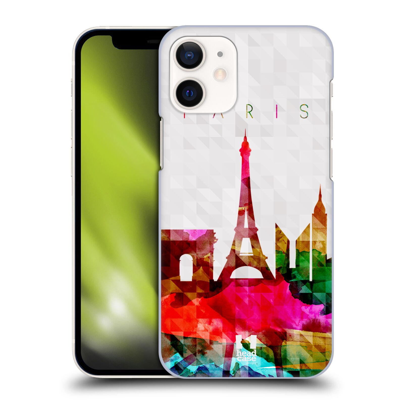 Plastový obal na mobil Apple Iphone 12 MINI vzor Vodní barva města silueta PAŘÍŽ FRANICE EIFFELOVA VĚŽ