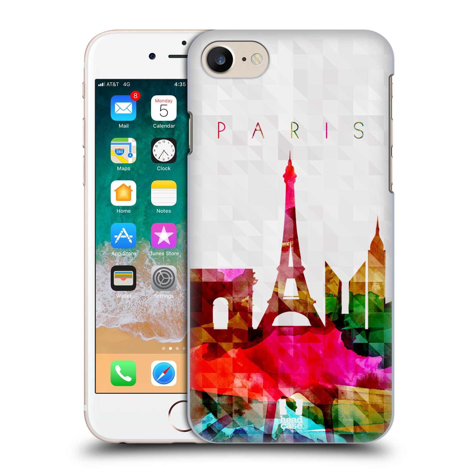 HEAD CASE plastový obal na mobil Apple Iphone 7 vzor Vodní barva města silueta PAŘÍŽ FRANICE EIFFELOVA VĚŽ