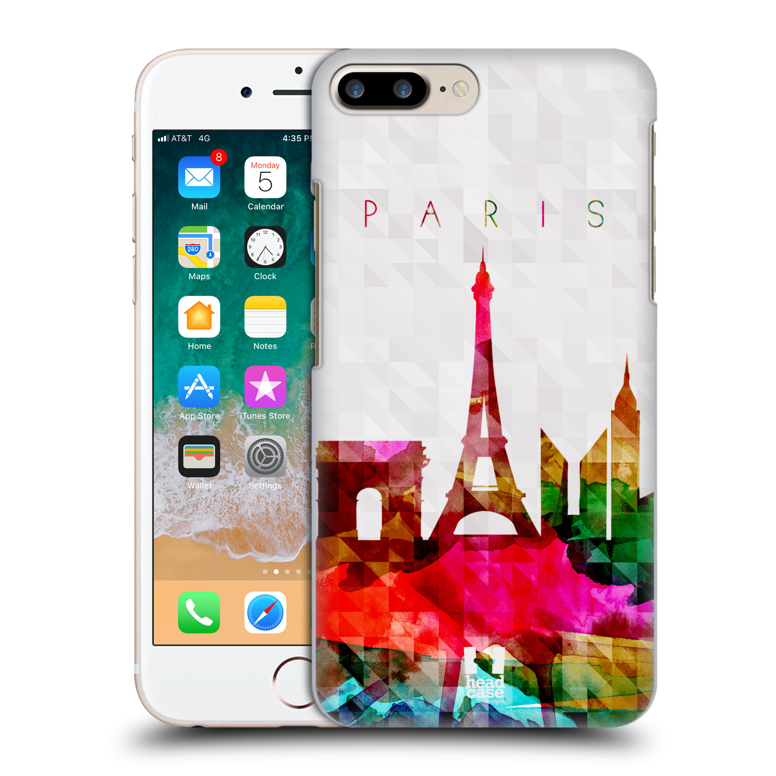 Plastové pouzdro pro mobil Apple Iphone 8 PLUS vzor Vodní barva města silueta PAŘÍŽ FRANICE EIFFELOVA VĚŽ