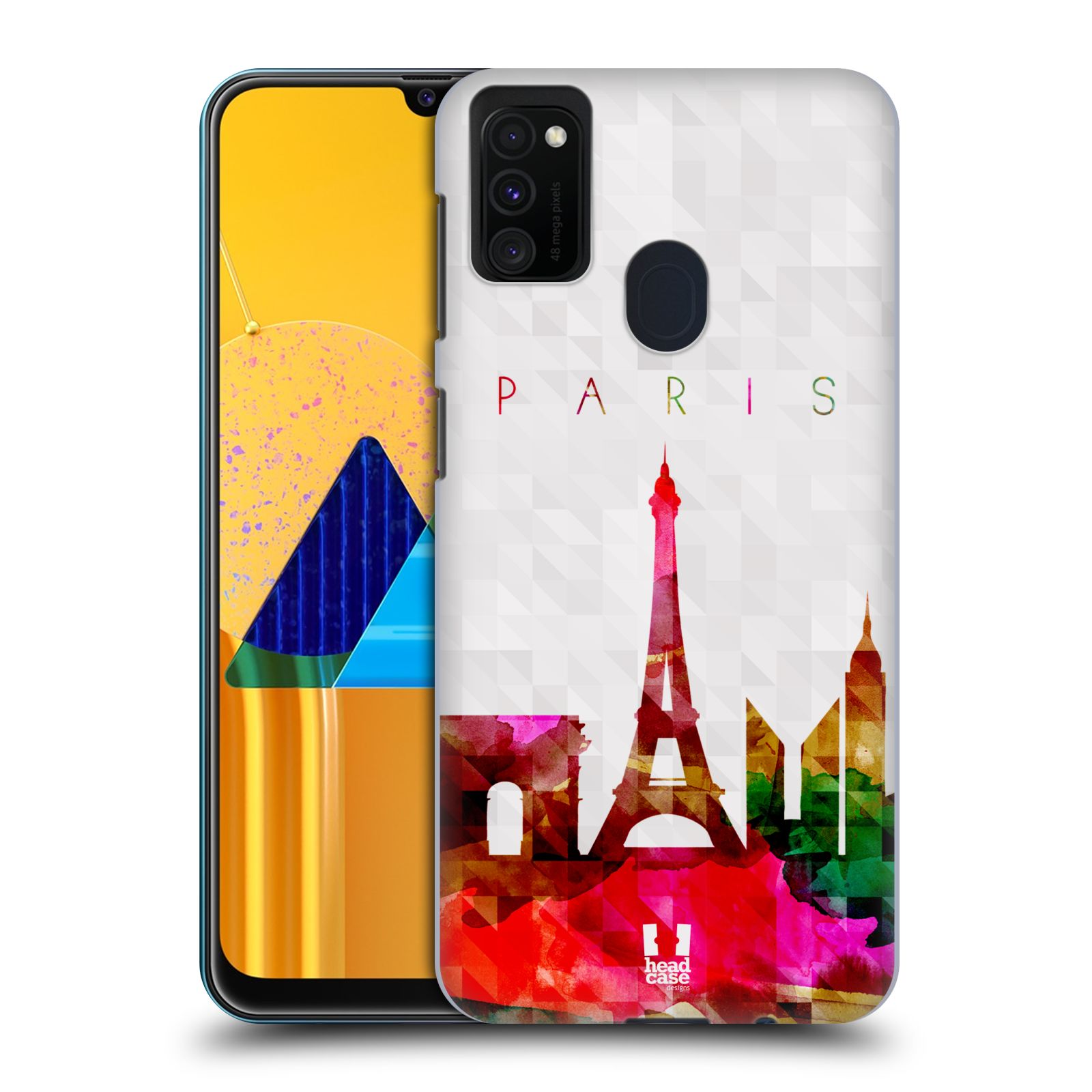 Zadní kryt na mobil Samsung Galaxy M21 vzor Vodní barva města silueta PAŘÍŽ FRANICE EIFFELOVA VĚŽ