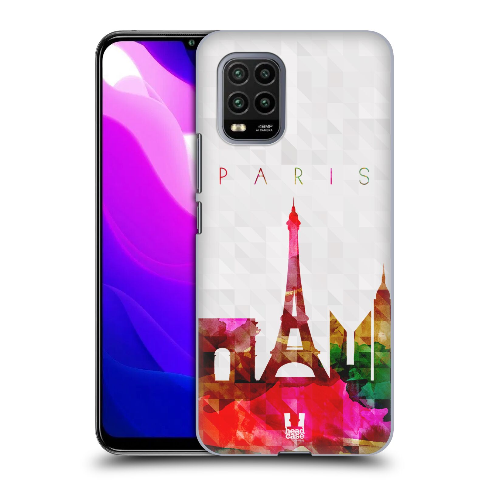 Zadní kryt, obal na mobil Xiaomi Mi 10 LITE vzor Vodní barva města silueta PAŘÍŽ FRANICE EIFFELOVA VĚŽ