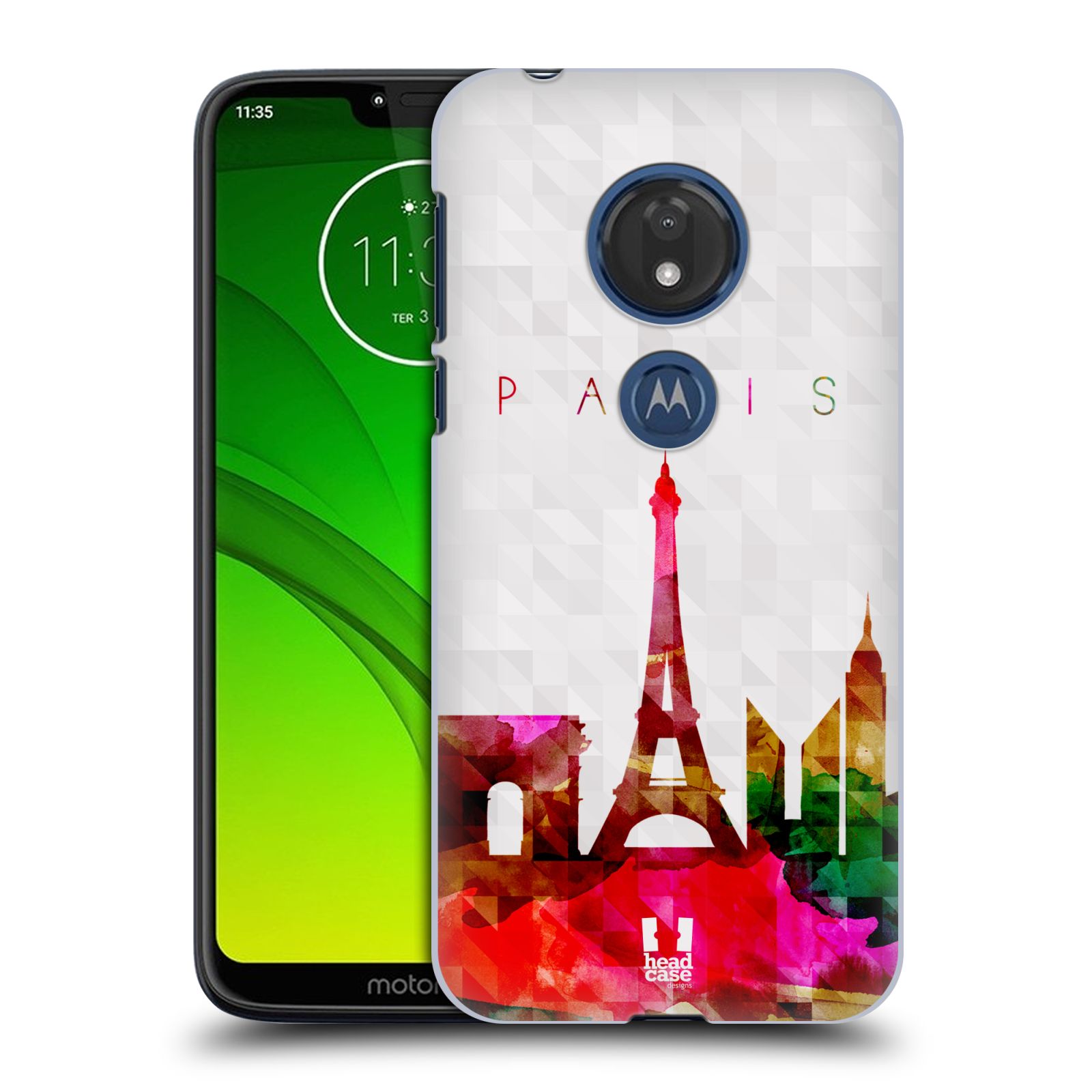 Pouzdro na mobil Motorola Moto G7 Play vzor Vodní barva města silueta PAŘÍŽ FRANICE EIFFELOVA VĚŽ