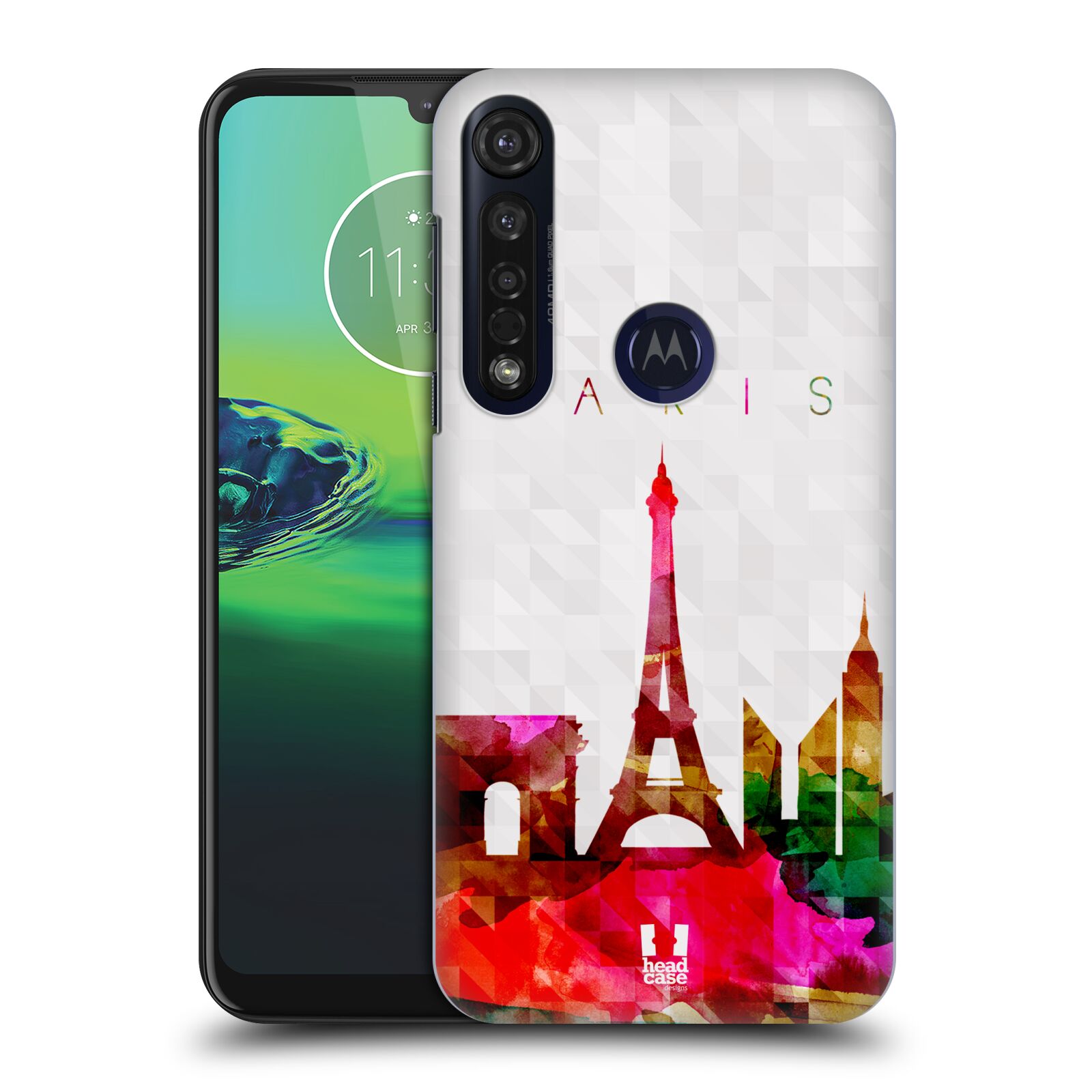 Pouzdro na mobil Motorola Moto G8 PLUS - HEAD CASE - vzor Vodní barva města silueta PAŘÍŽ FRANICE EIFFELOVA VĚŽ