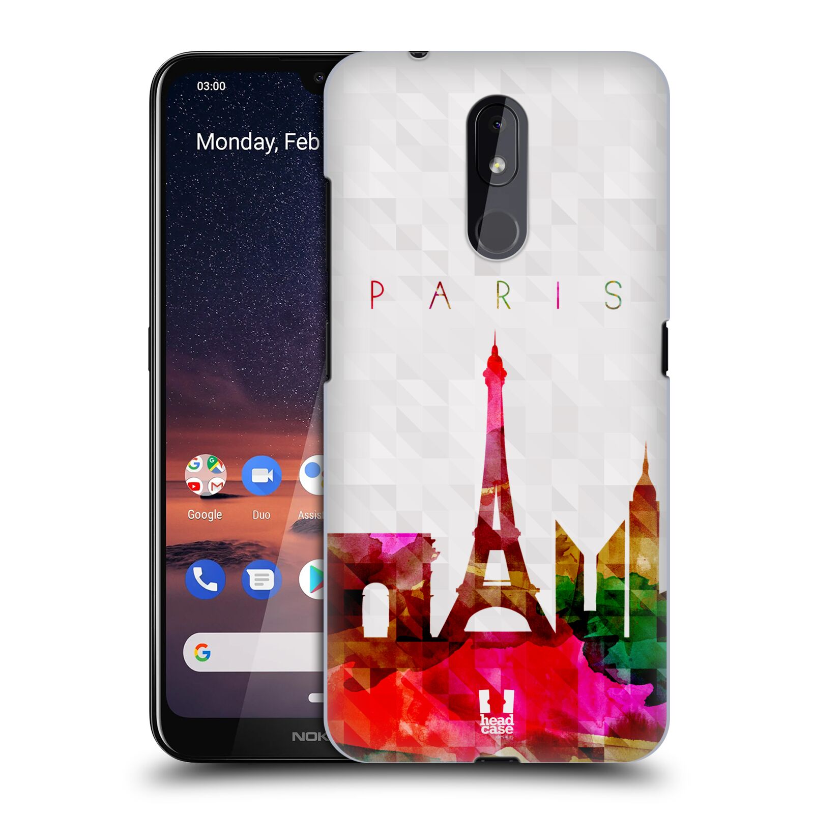 Pouzdro na mobil Nokia 3.2 - HEAD CASE - vzor Vodní barva města silueta PAŘÍŽ FRANICE EIFFELOVA VĚŽ