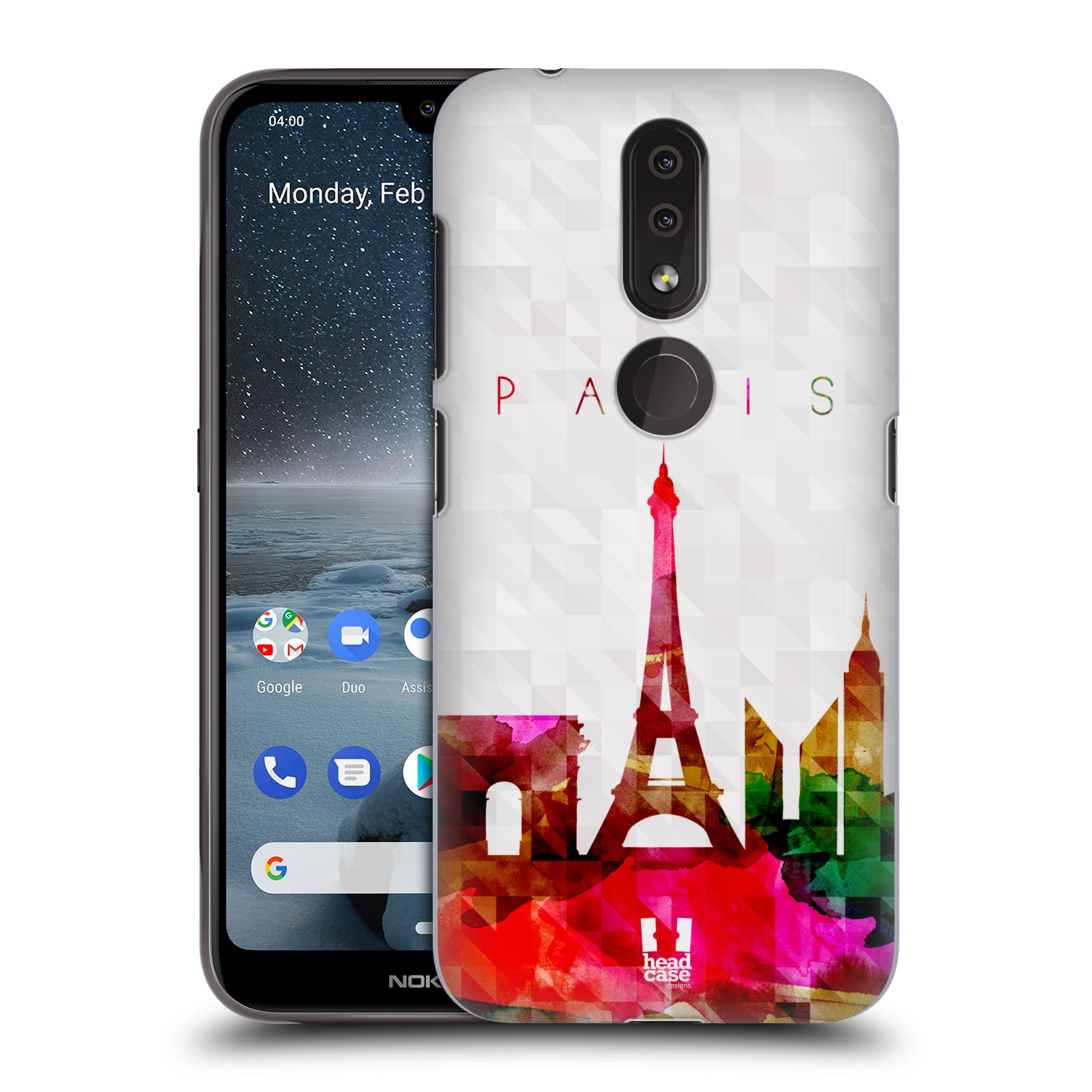 Pouzdro na mobil Nokia 4.2 - HEAD CASE - vzor Vodní barva města silueta PAŘÍŽ FRANICE EIFFELOVA VĚŽ