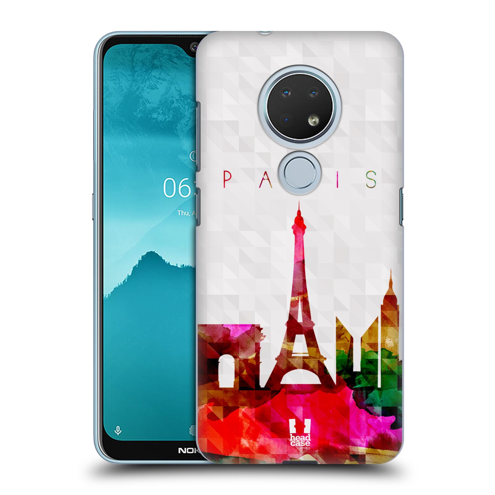 Pouzdro na mobil Nokia 6.2 - HEAD CASE - vzor Vodní barva města silueta PAŘÍŽ FRANICE EIFFELOVA VĚŽ