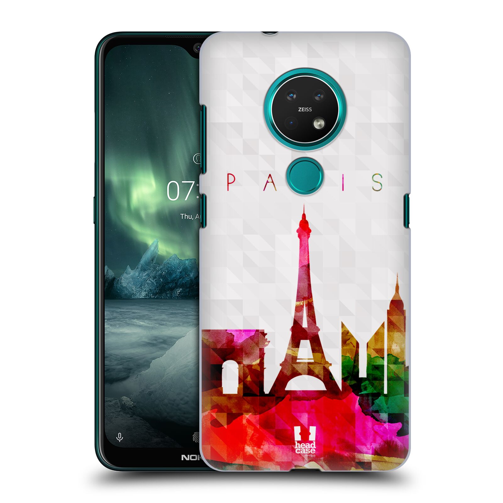 Pouzdro na mobil NOKIA 7.2 - HEAD CASE - vzor Vodní barva města silueta PAŘÍŽ FRANICE EIFFELOVA VĚŽ