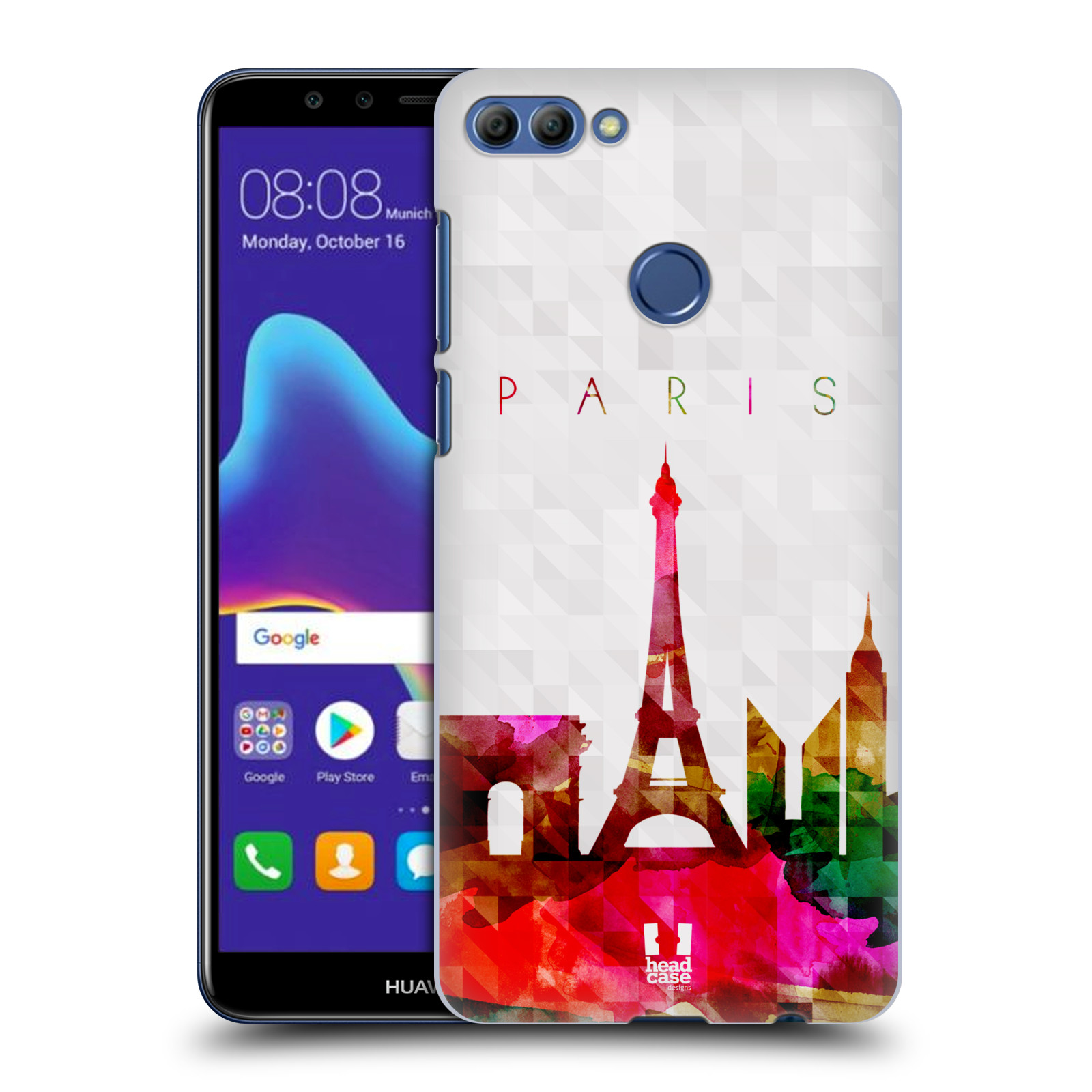 HEAD CASE plastový obal na mobil Huawei Y9 2018 vzor Vodní barva města silueta PAŘÍŽ FRANICE EIFFELOVA VĚŽ