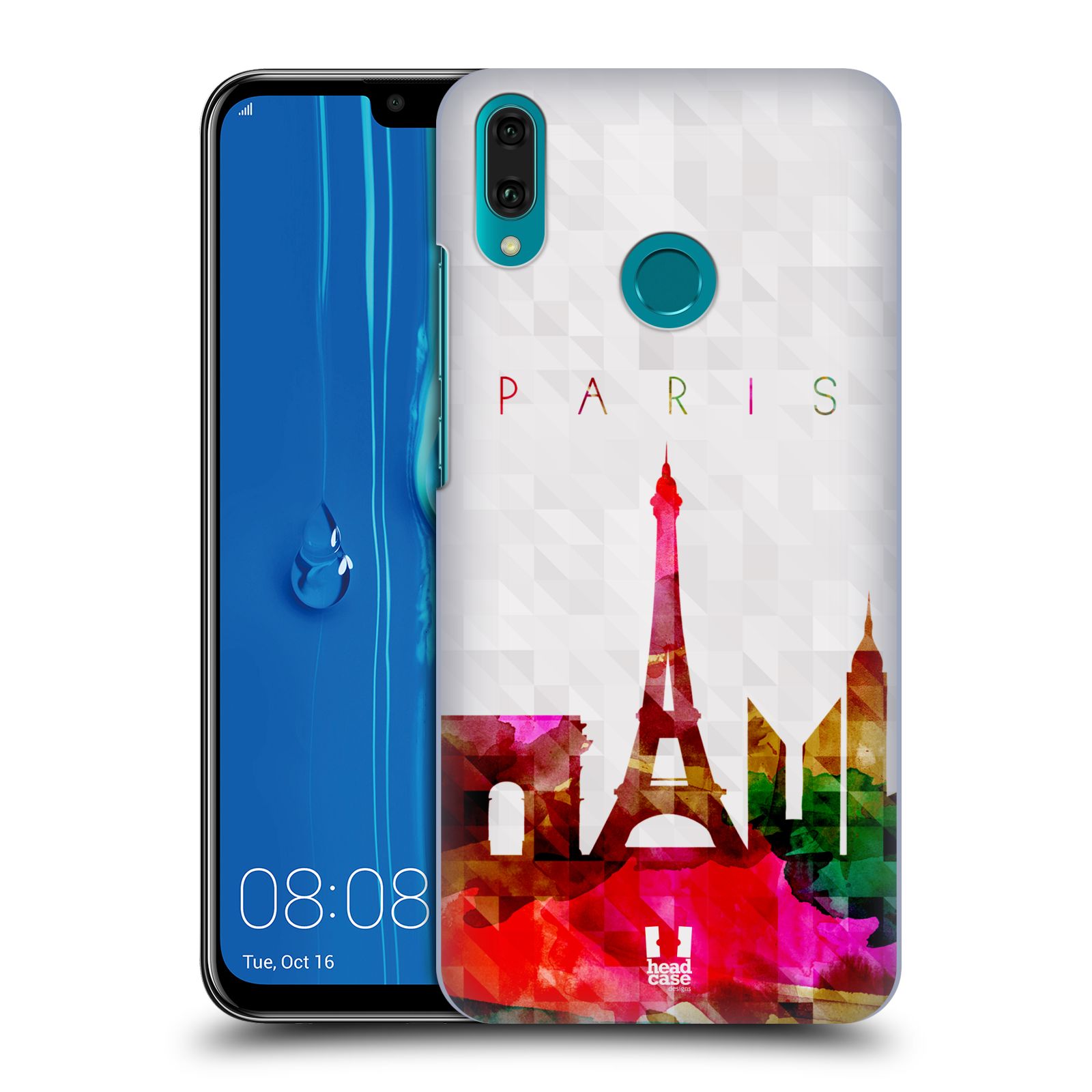 Pouzdro na mobil Huawei Y9 2019 - HEAD CASE - vzor Vodní barva města silueta PAŘÍŽ FRANICE EIFFELOVA VĚŽ