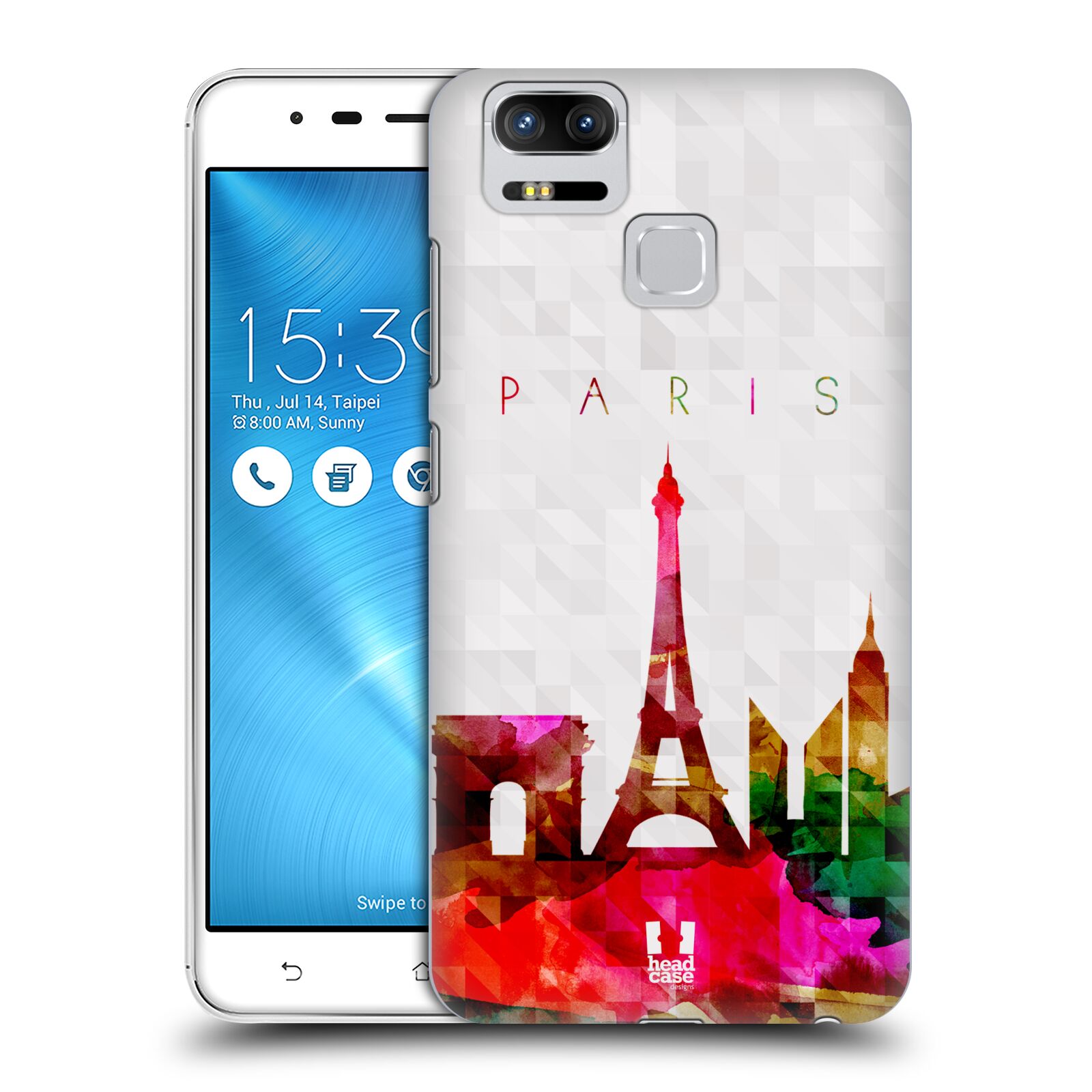 HEAD CASE plastový obal na mobil Asus Zenfone 3 Zoom ZE553KL vzor Vodní barva města silueta PAŘÍŽ FRANICE EIFFELOVA VĚŽ