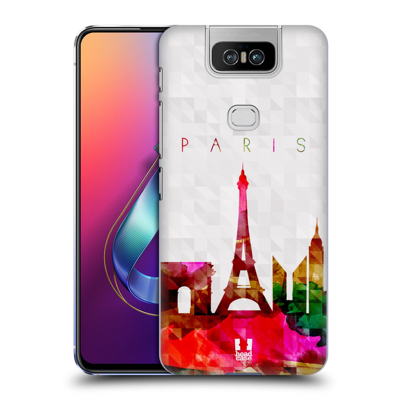 Pouzdro na mobil Asus Zenfone 6 ZS630KL - HEAD CASE - vzor Vodní barva města silueta PAŘÍŽ FRANICE EIFFELOVA VĚŽ