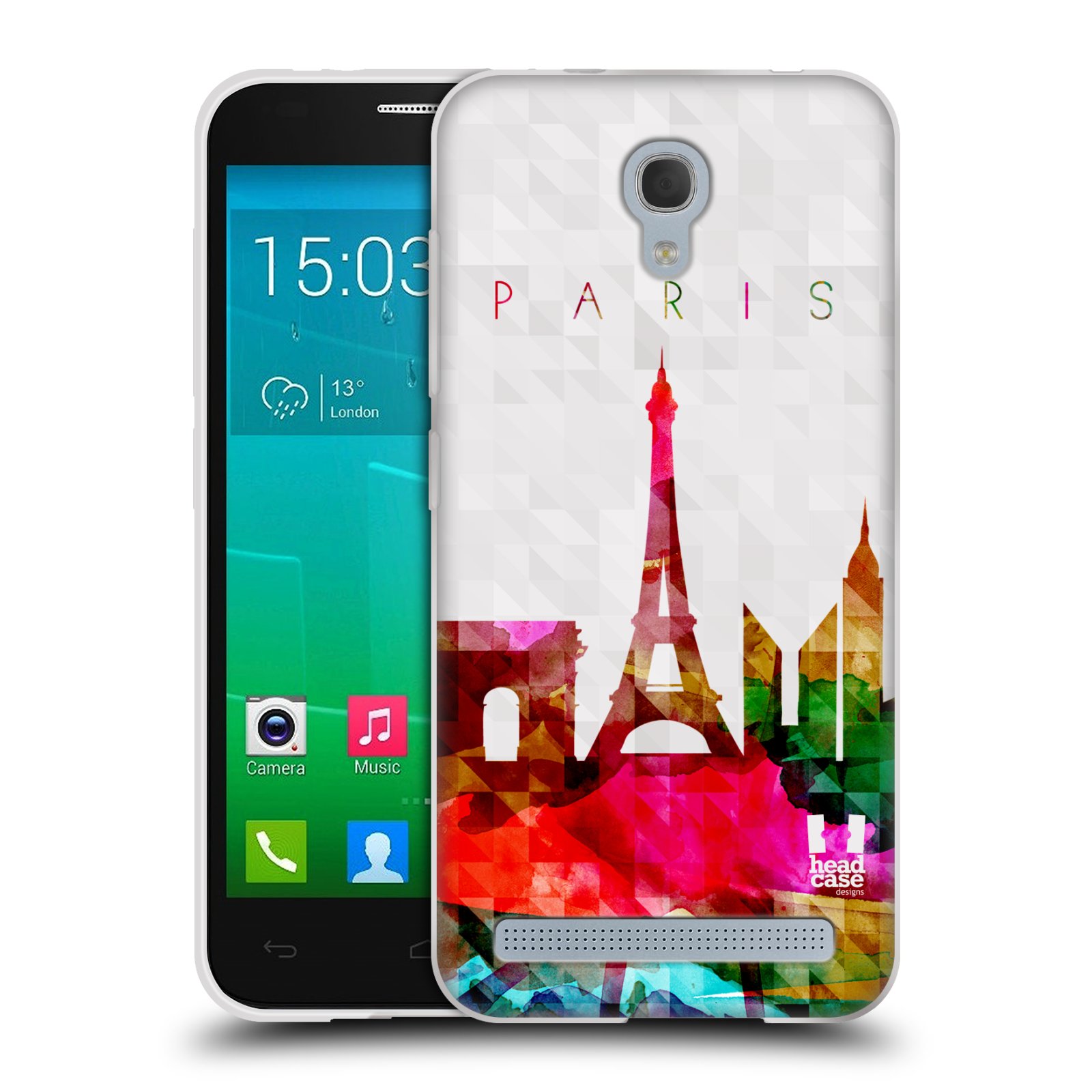 HEAD CASE silikonový obal na mobil Alcatel Idol 2 MINI S 6036Y vzor Vodní barva města silueta PAŘÍŽ FRANICE EIFFELOVA VĚŽ