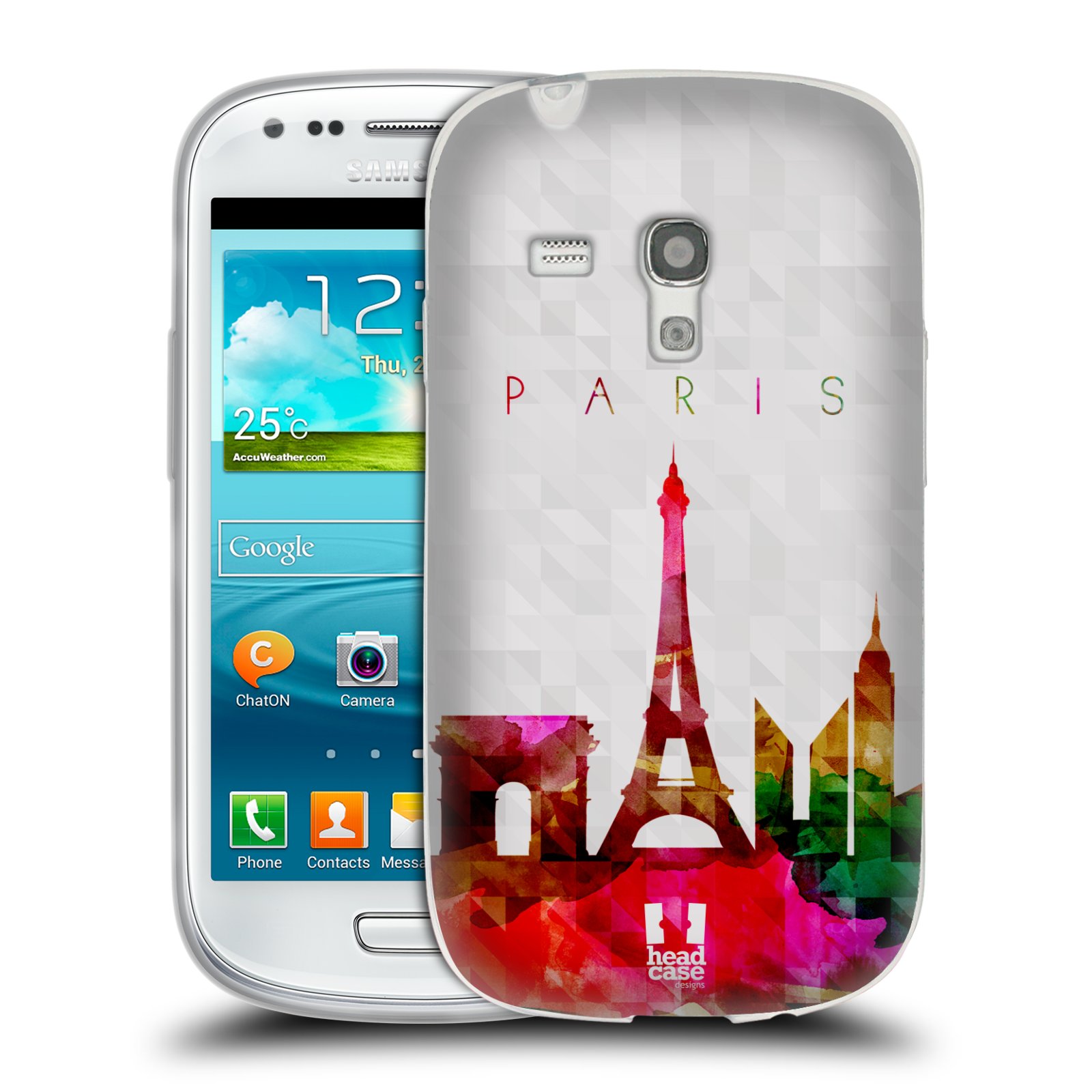 HEAD CASE silikonový obal na mobil Samsung Galaxy S3 MINI i8190 vzor Vodní barva města silueta PAŘÍŽ FRANICE EIFFELOVA VĚŽ