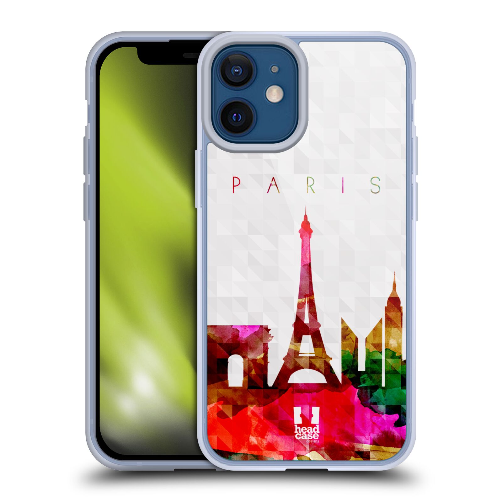 Plastový obal na mobil Apple Iphone 12 MINI vzor Vodní barva města silueta PAŘÍŽ FRANICE EIFFELOVA VĚŽ