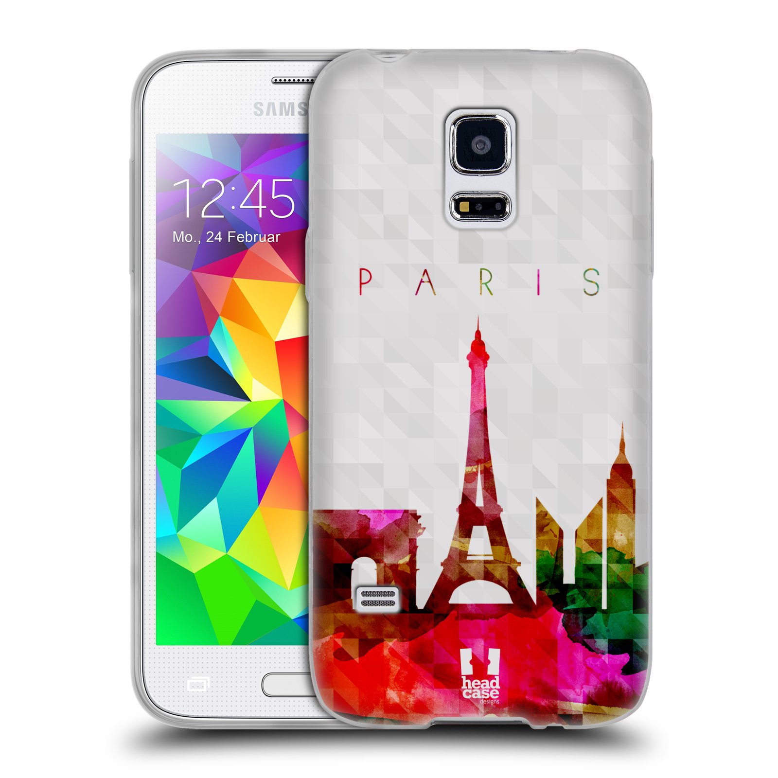 HEAD CASE silikonový obal na mobil Samsung Galaxy S5 MINI vzor Vodní barva města silueta PAŘÍŽ FRANICE EIFFELOVA VĚŽ