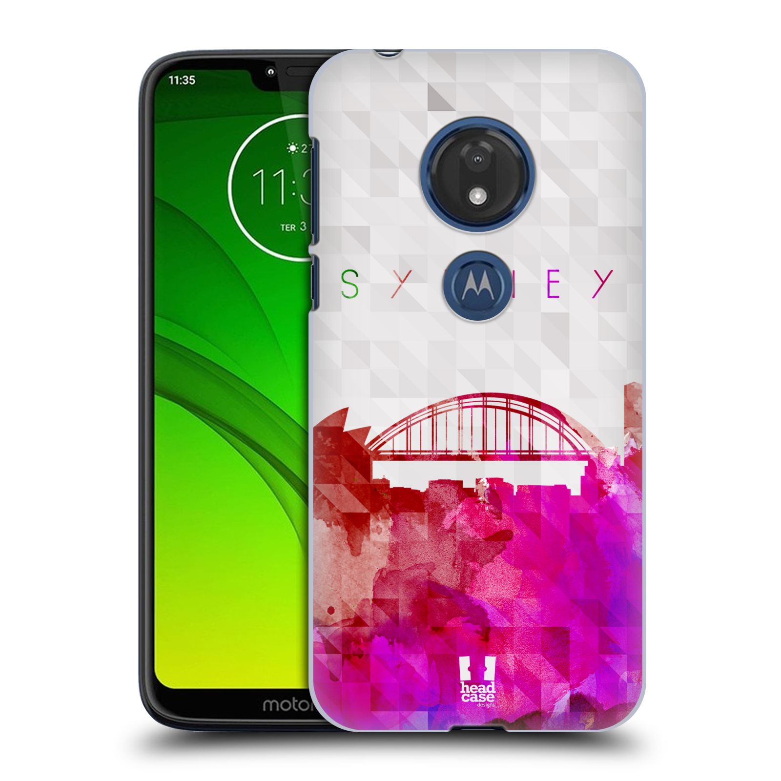 Pouzdro na mobil Motorola Moto G7 Play vzor Vodní barva města silueta AUSTRÁLIE SYDNEY