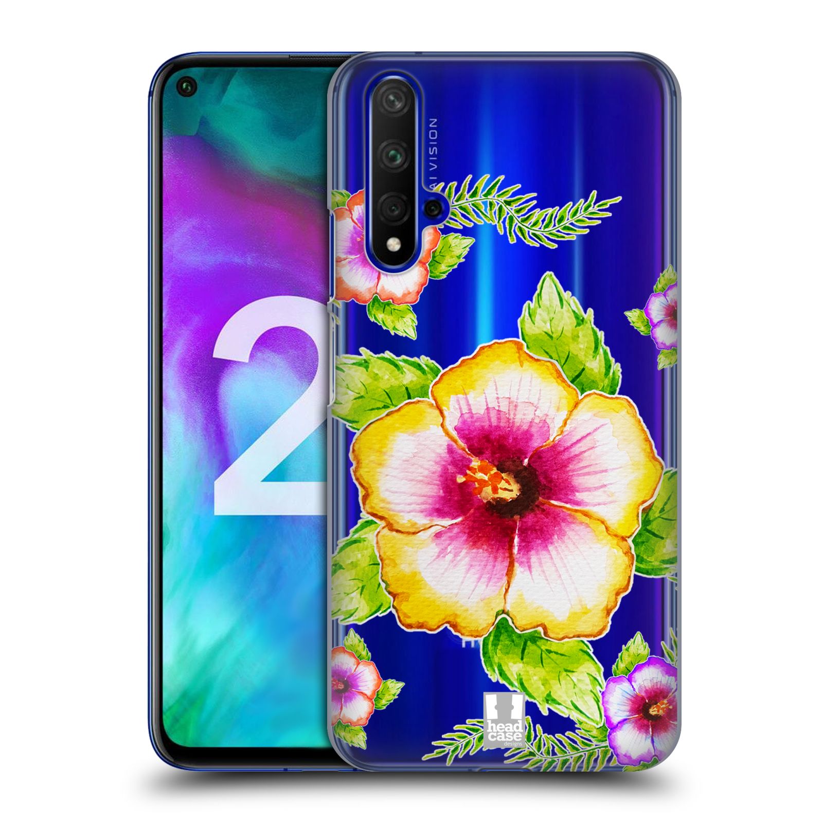 Pouzdro na mobil Honor 20 - HEAD CASE - Květina Ibišek vodní barvy