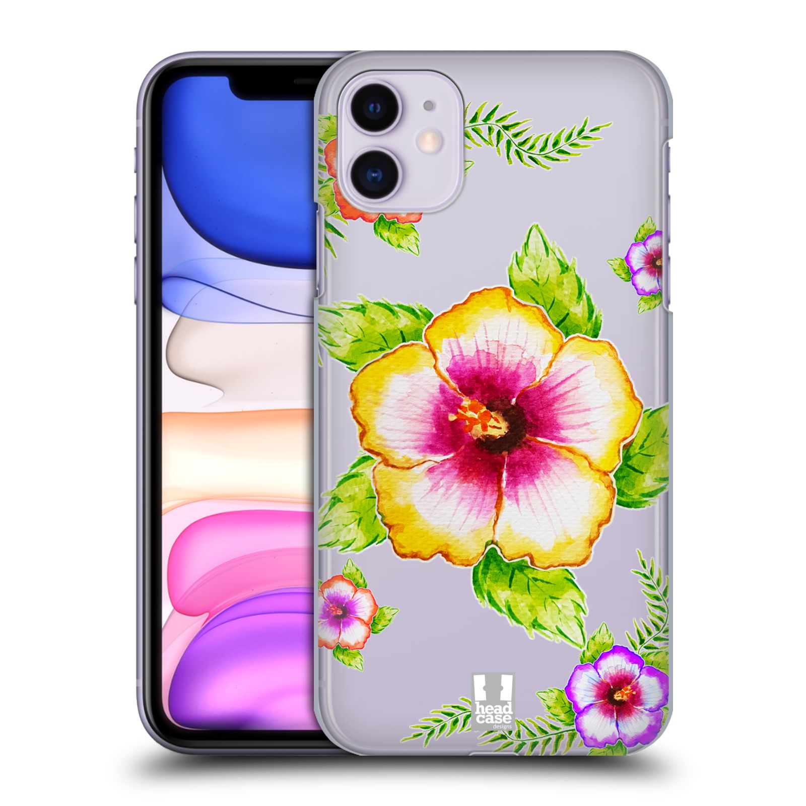 Pouzdro na mobil Apple Iphone 11 - HEAD CASE - Květina Ibišek vodní barvy