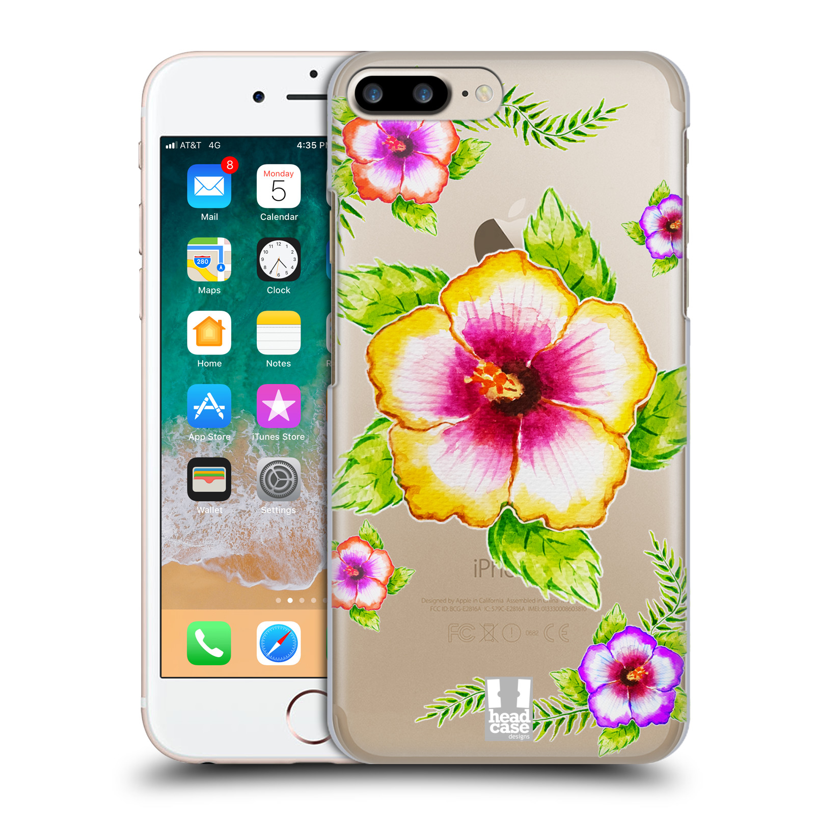 Plastové pouzdro pro mobil Apple Iphone 8 PLUS Květina Ibišek vodní barvy