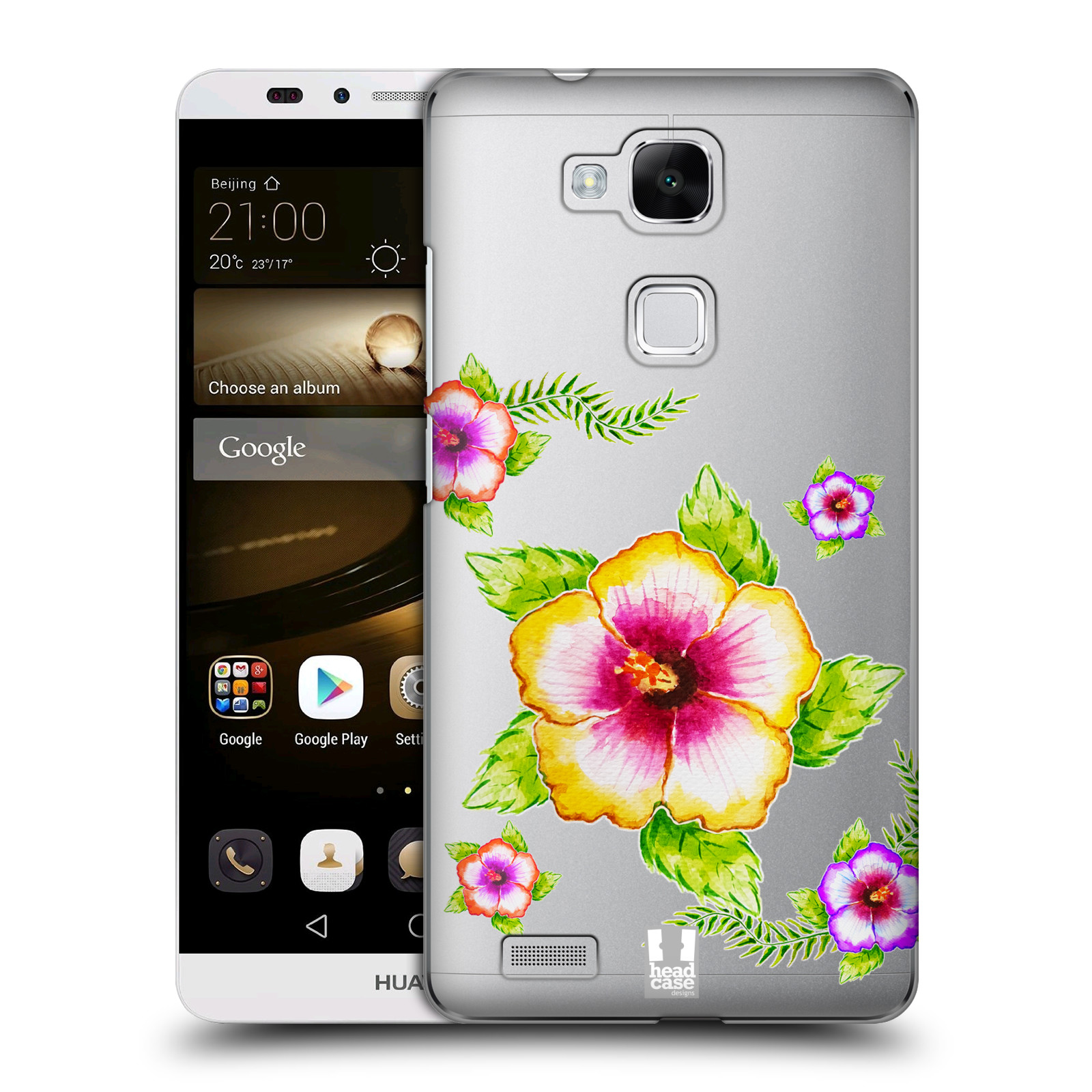 HEAD CASE plastový obal na mobil Huawei Mate 7 Květina Ibišek vodní barvy