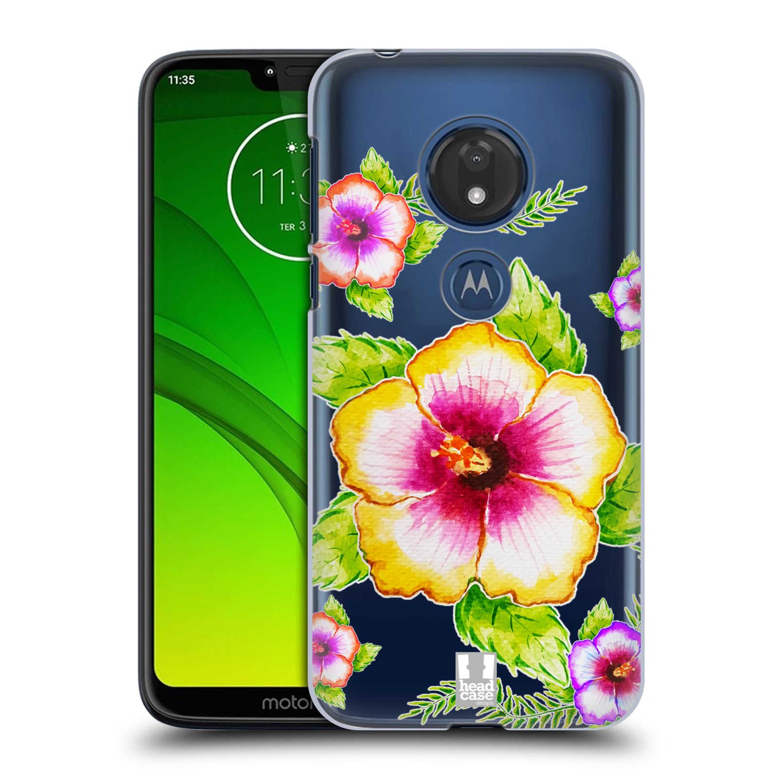 Pouzdro na mobil Motorola Moto G7 Play Květina Ibišek vodní barvy