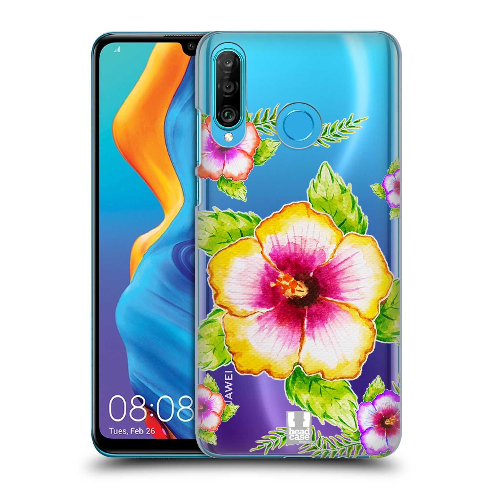 Pouzdro na mobil Huawei P30 LITE - HEAD CASE - Květina Ibišek vodní barvy