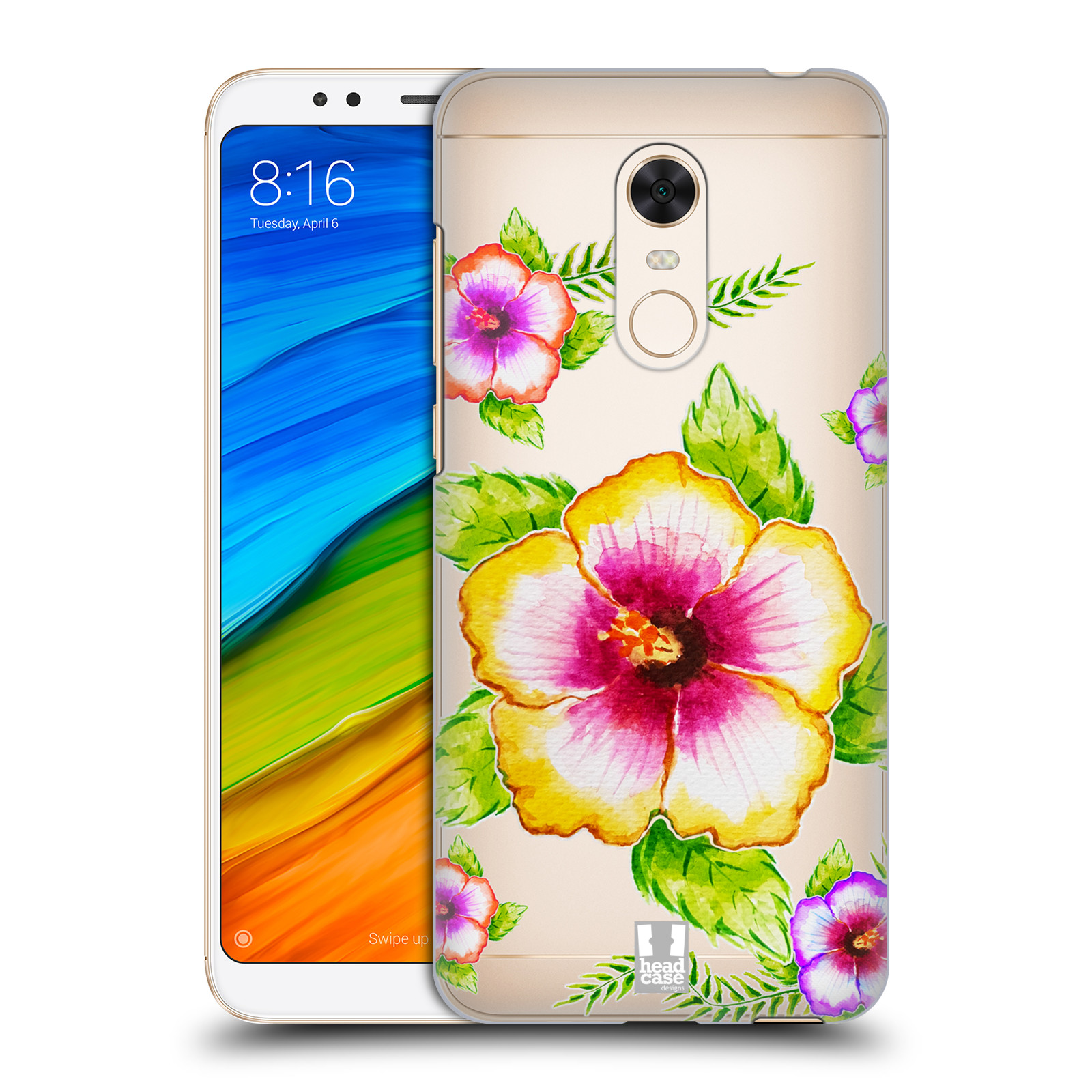 HEAD CASE plastový obal na mobil Xiaomi Redmi 5 PLUS Květina Ibišek vodní barvy