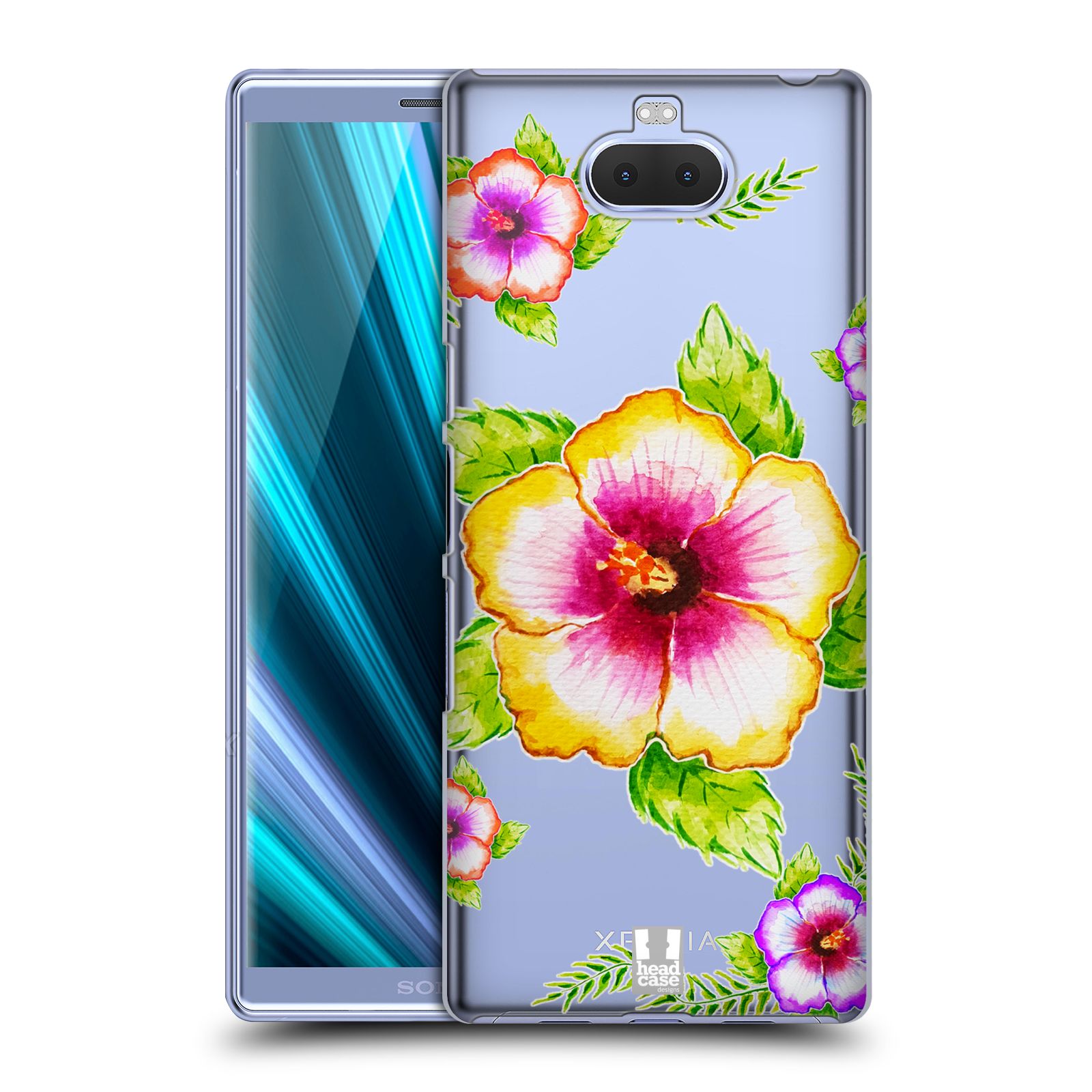 Pouzdro na mobil Sony Xperia 10 Plus - Head Case - Květina Ibišek vodní barvy