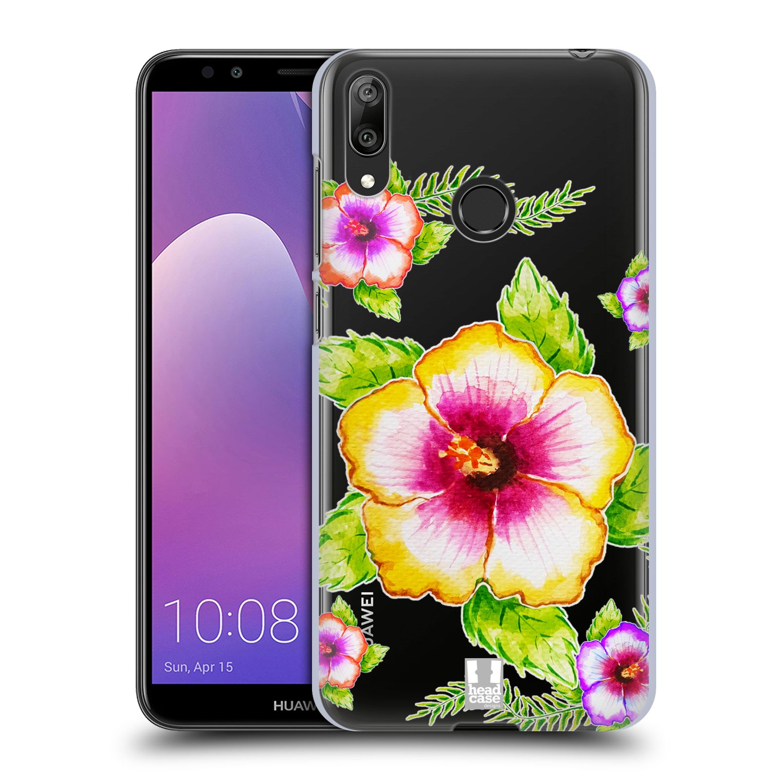 Pouzdro na mobil Huawei Y7 2019 - Head Case - Květina Ibišek vodní barvy