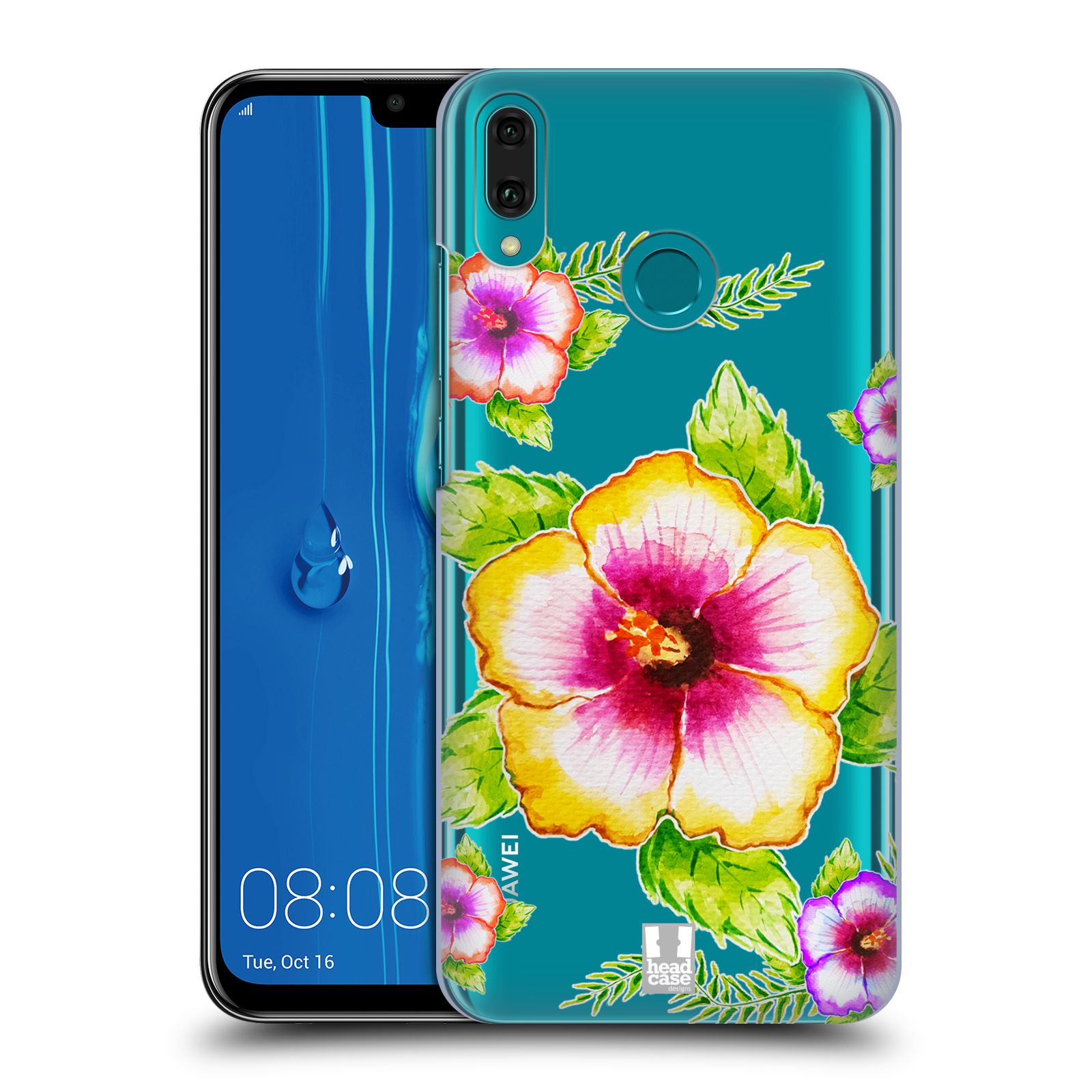 Pouzdro na mobil Huawei Y9 2019 - HEAD CASE - Květina Ibišek vodní barvy