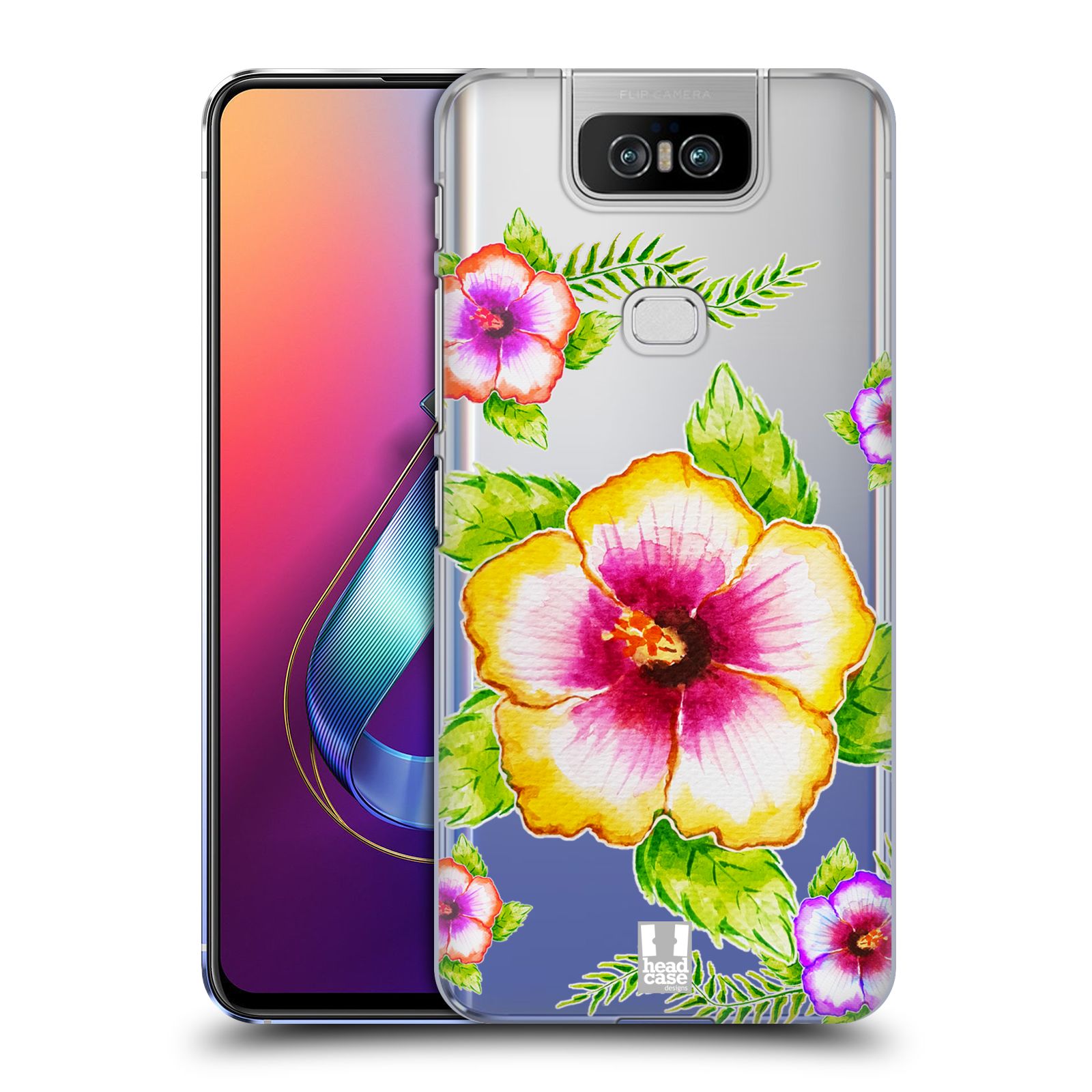Pouzdro na mobil Asus Zenfone 6 ZS630KL - HEAD CASE - Květina Ibišek vodní barvy