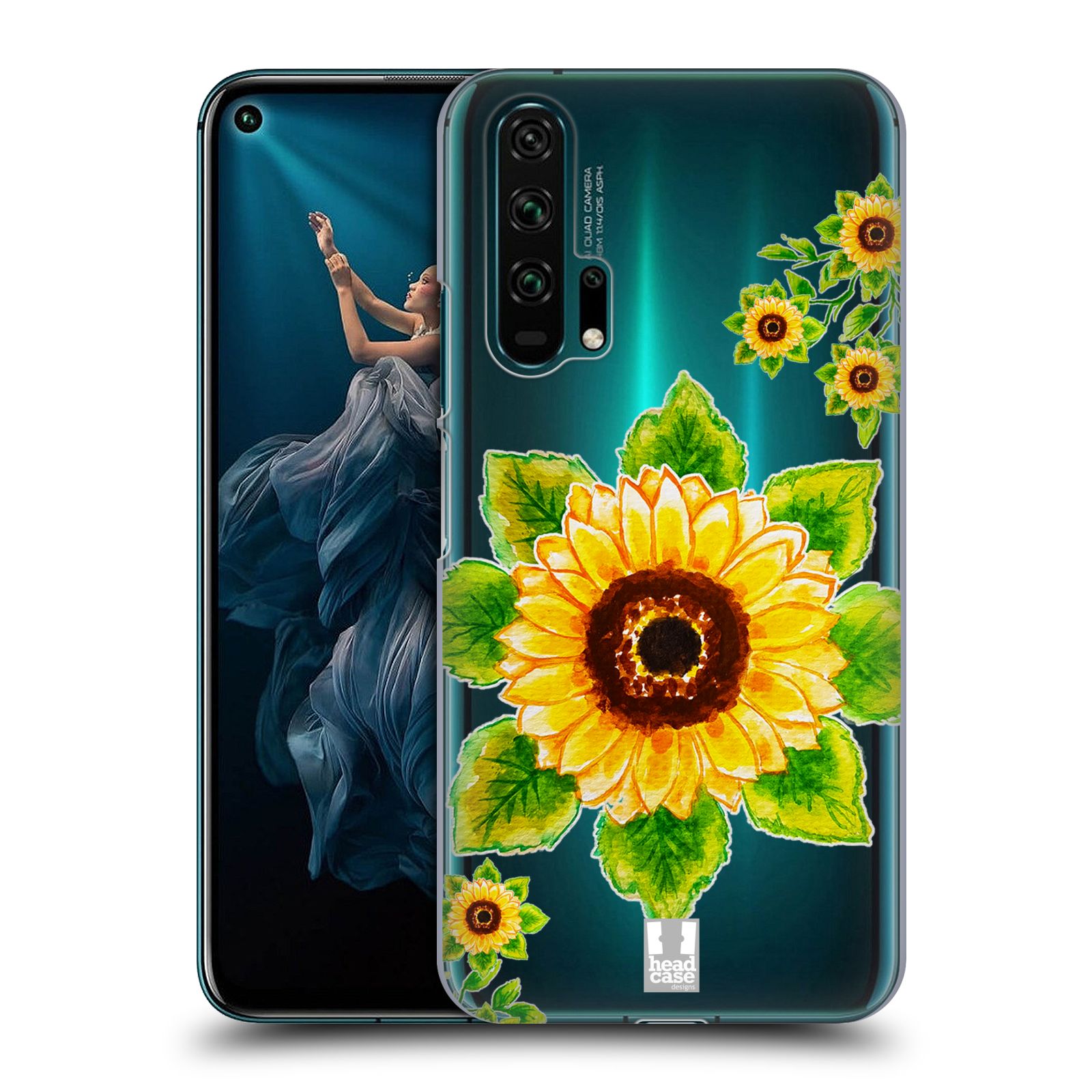 Pouzdro na mobil Honor 20 PRO - HEAD CASE - Květina Slunečnice vodní barvy