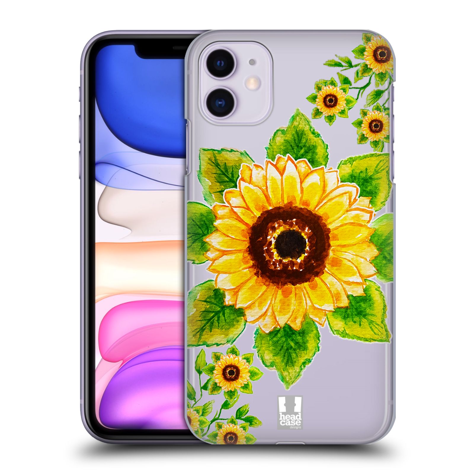 Pouzdro na mobil Apple Iphone 11 - HEAD CASE - Květina Slunečnice vodní barvy