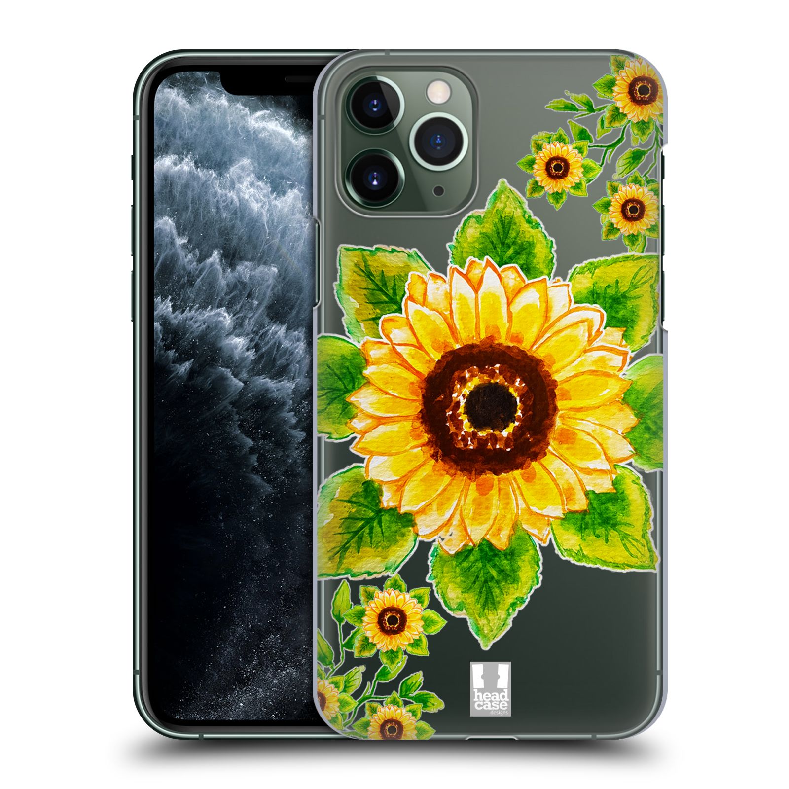 Pouzdro na mobil Apple Iphone 11 PRO - HEAD CASE - Květina Slunečnice vodní barvy