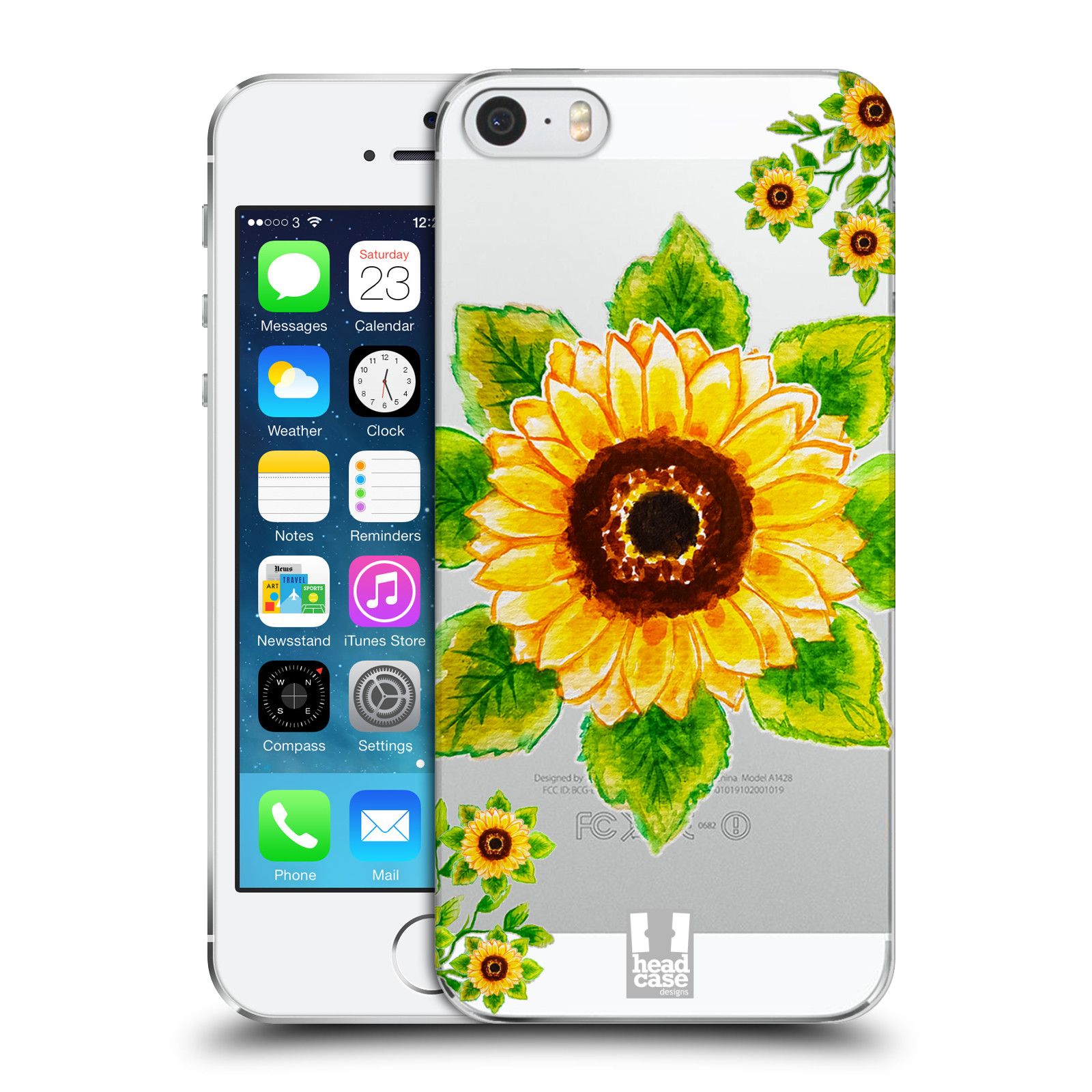 Plastové pouzdro pro mobil Apple Iphone 5 / 5S / SE Květina Slunečnice vodní barvy