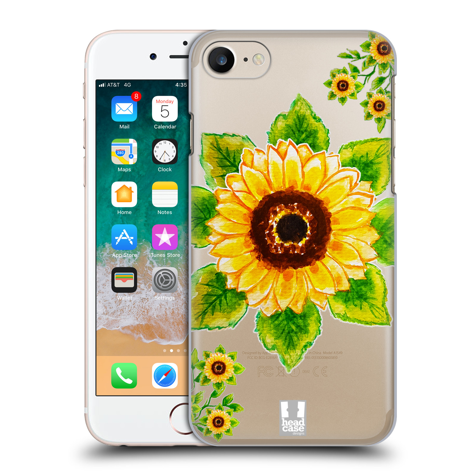 Plastové pouzdro pro mobil Apple Iphone 7/8/SE 2020 Květina Slunečnice vodní barvy