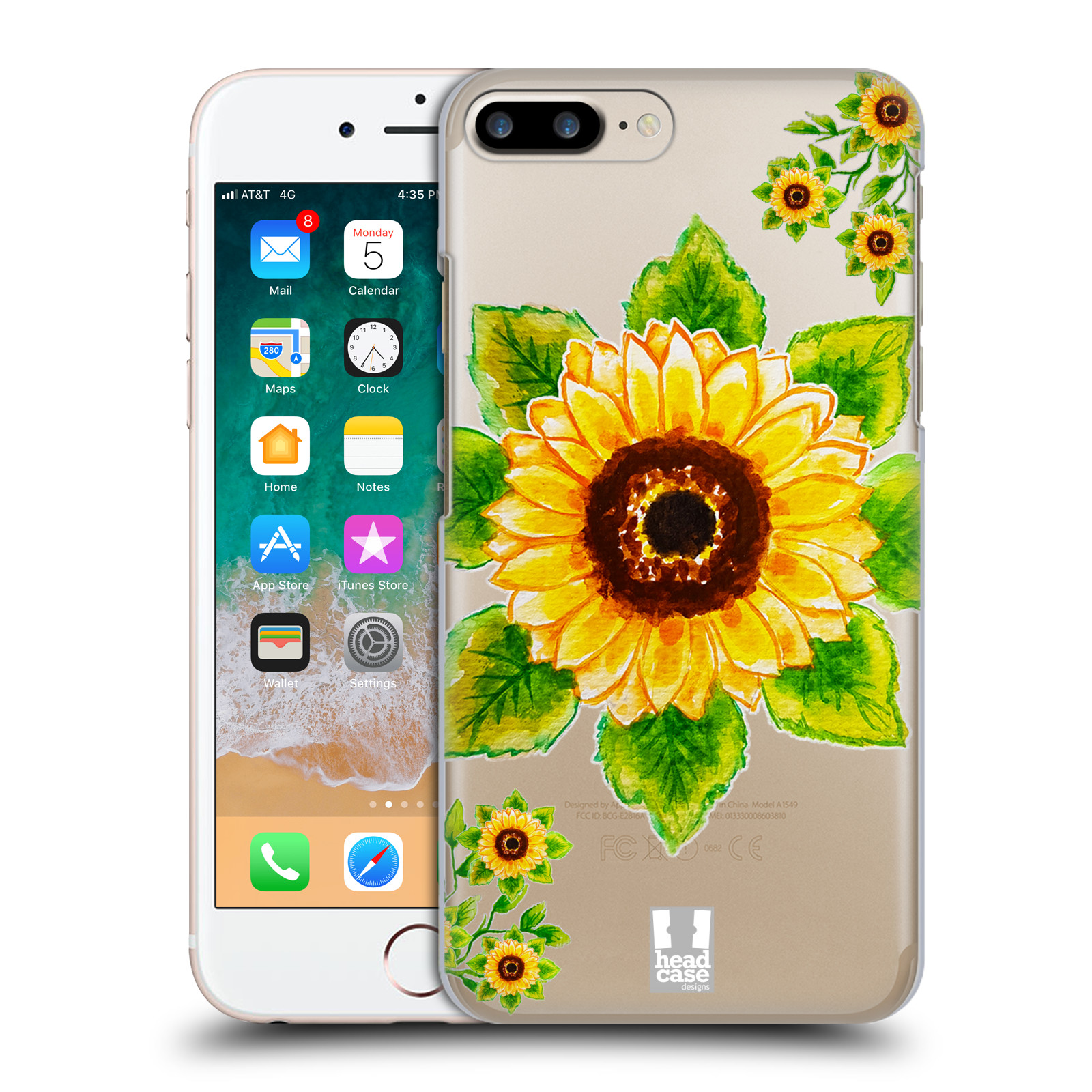 Plastové pouzdro pro mobil Apple Iphone 8 PLUS Květina Slunečnice vodní barvy