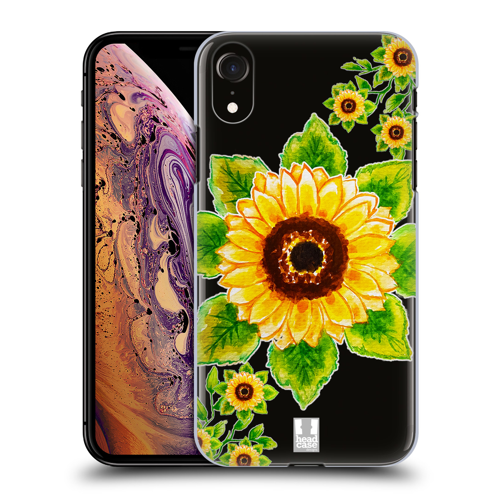 HEAD CASE plastový obal na mobil Apple Iphone XR Květina Slunečnice vodní barvy