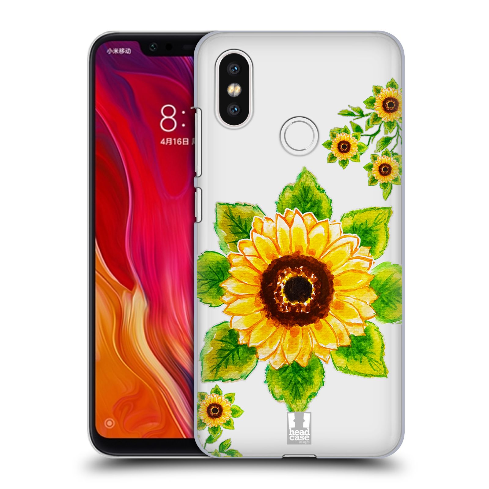 HEAD CASE plastový obal na mobil Xiaomi Mi 8 Květina Slunečnice vodní barvy