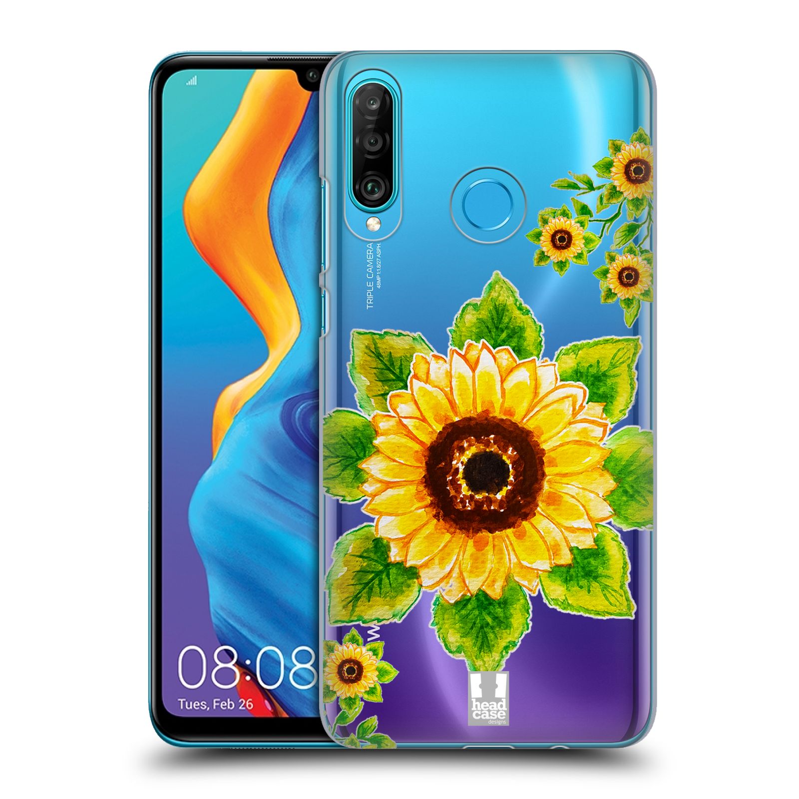 Pouzdro na mobil Huawei P30 LITE - HEAD CASE - Květina Slunečnice vodní barvy