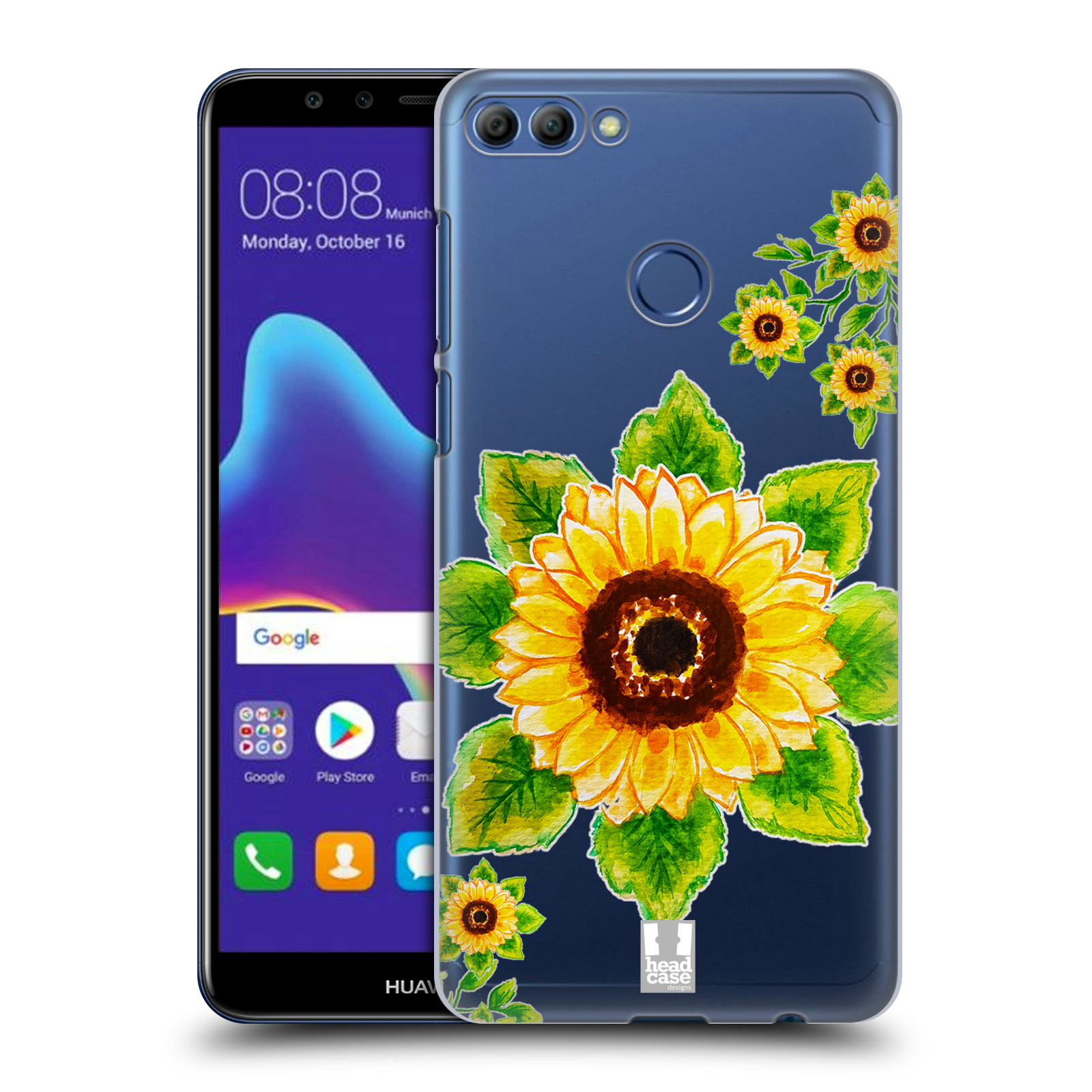 HEAD CASE plastový obal na mobil Huawei Y9 2018 Květina Slunečnice vodní barvy