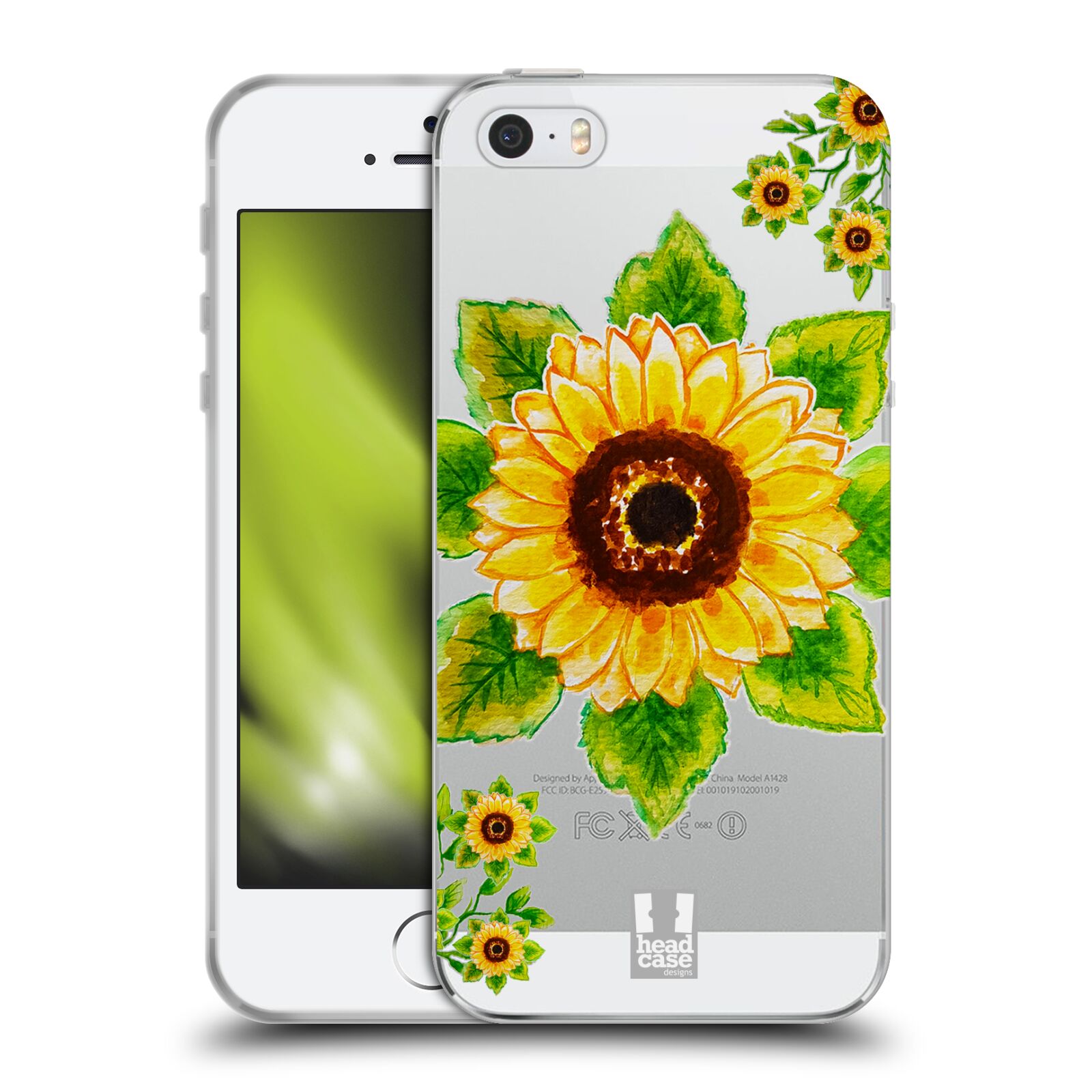 HEAD CASE silikonový obal na mobil Apple Iphone 5/5S Květina Slunečnice vodní barvy