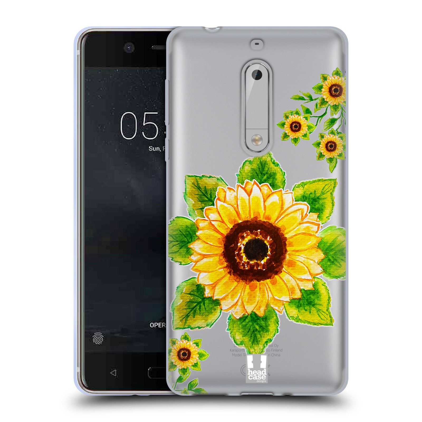 HEAD CASE silikonový obal na mobil Nokia 5 Květina Slunečnice vodní barvy
