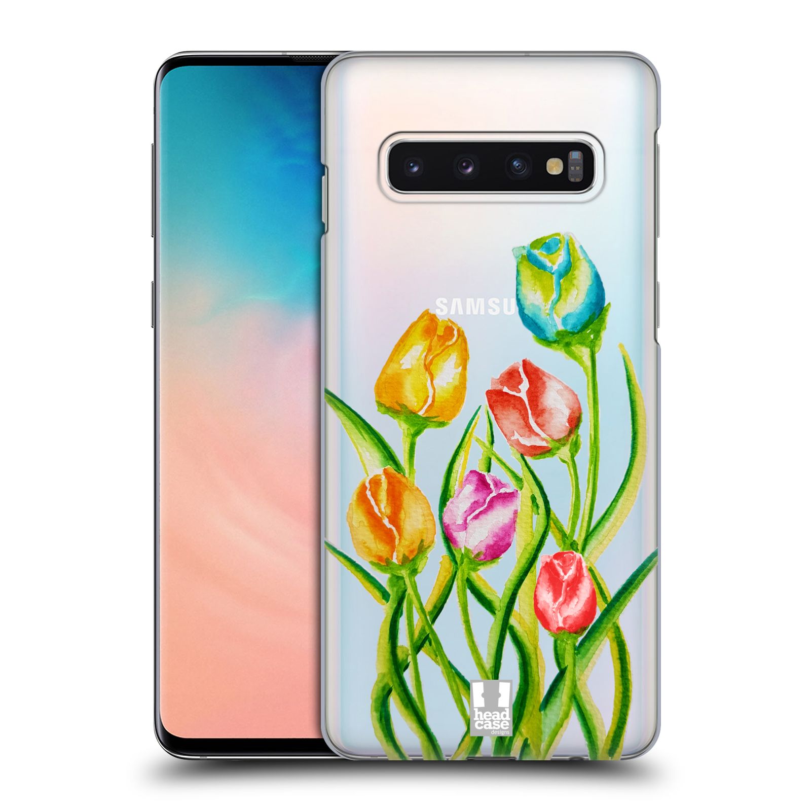 Pouzdro na mobil Samsung Galaxy S10 - HEAD CASE - Květina Tulipán vodní barvy