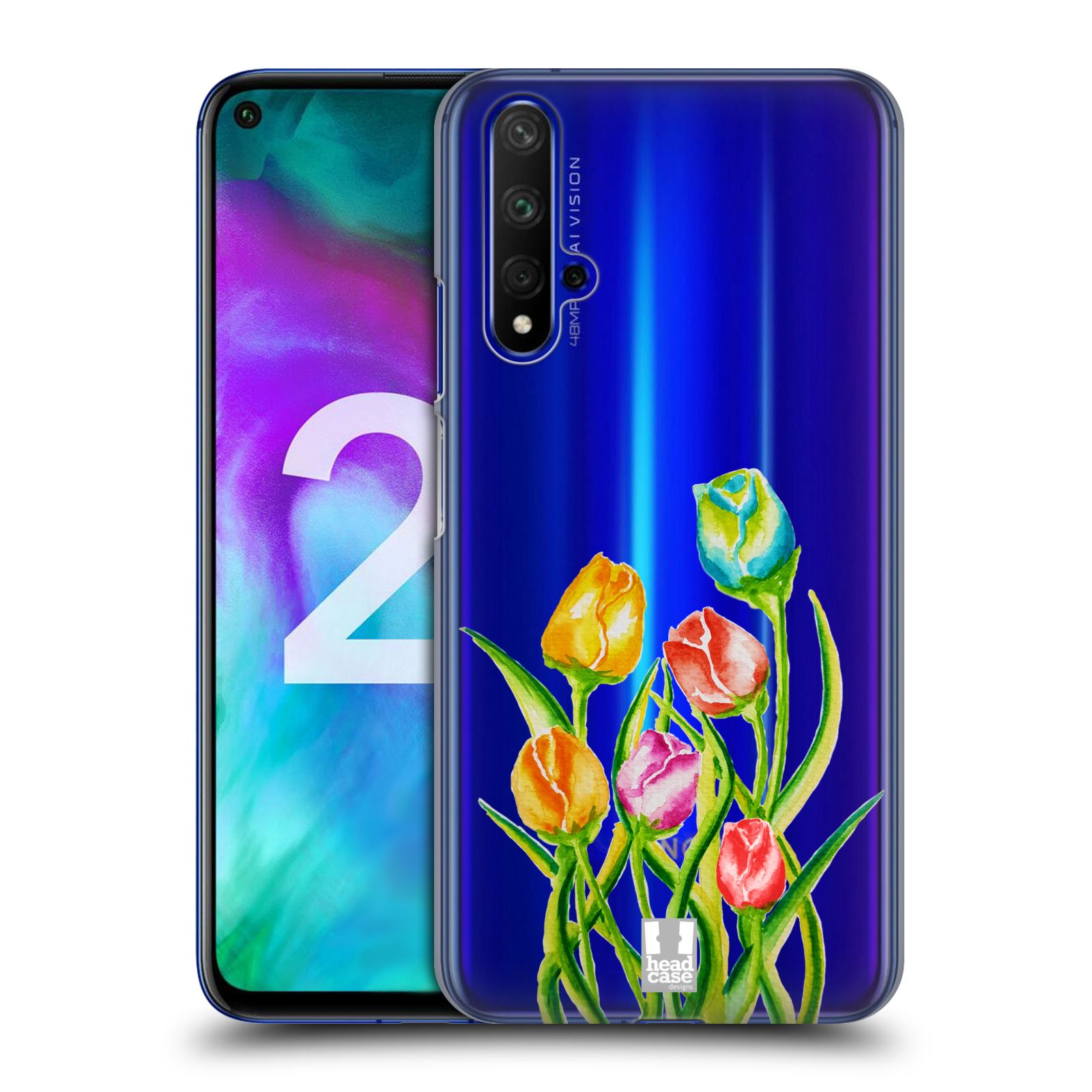 Pouzdro na mobil Honor 20 - HEAD CASE - Květina Tulipán vodní barvy