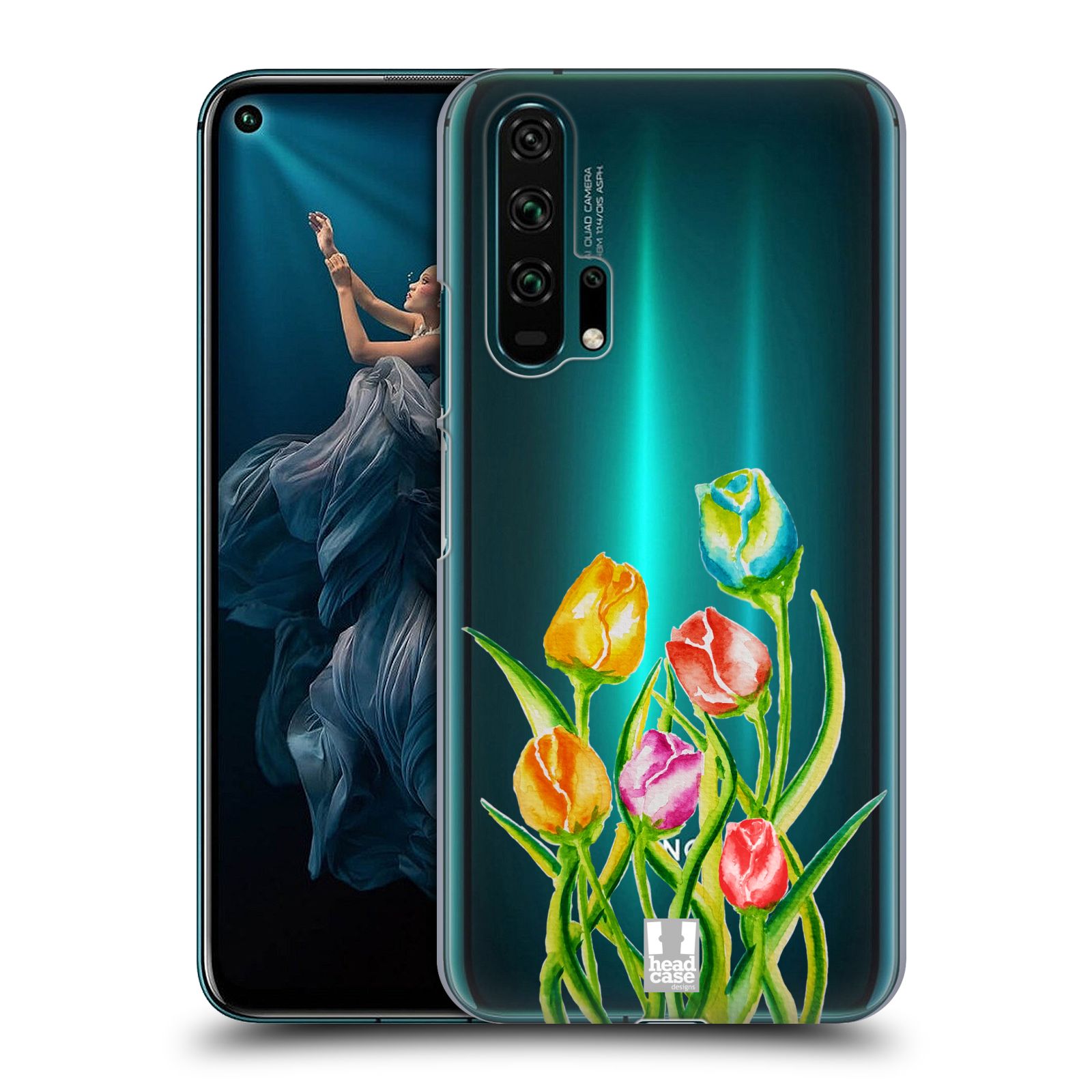 Pouzdro na mobil Honor 20 PRO - HEAD CASE - Květina Tulipán vodní barvy