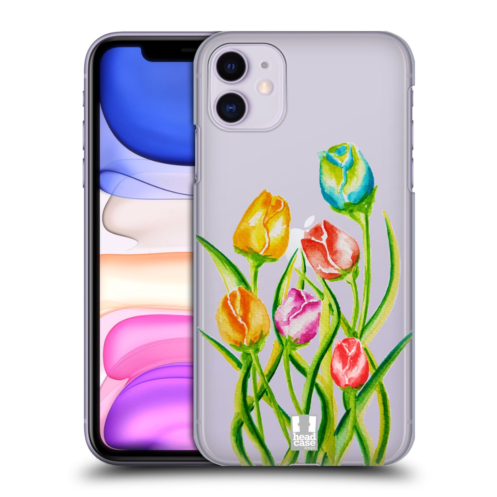 Pouzdro na mobil Apple Iphone 11 - HEAD CASE - Květina Tulipán vodní barvy