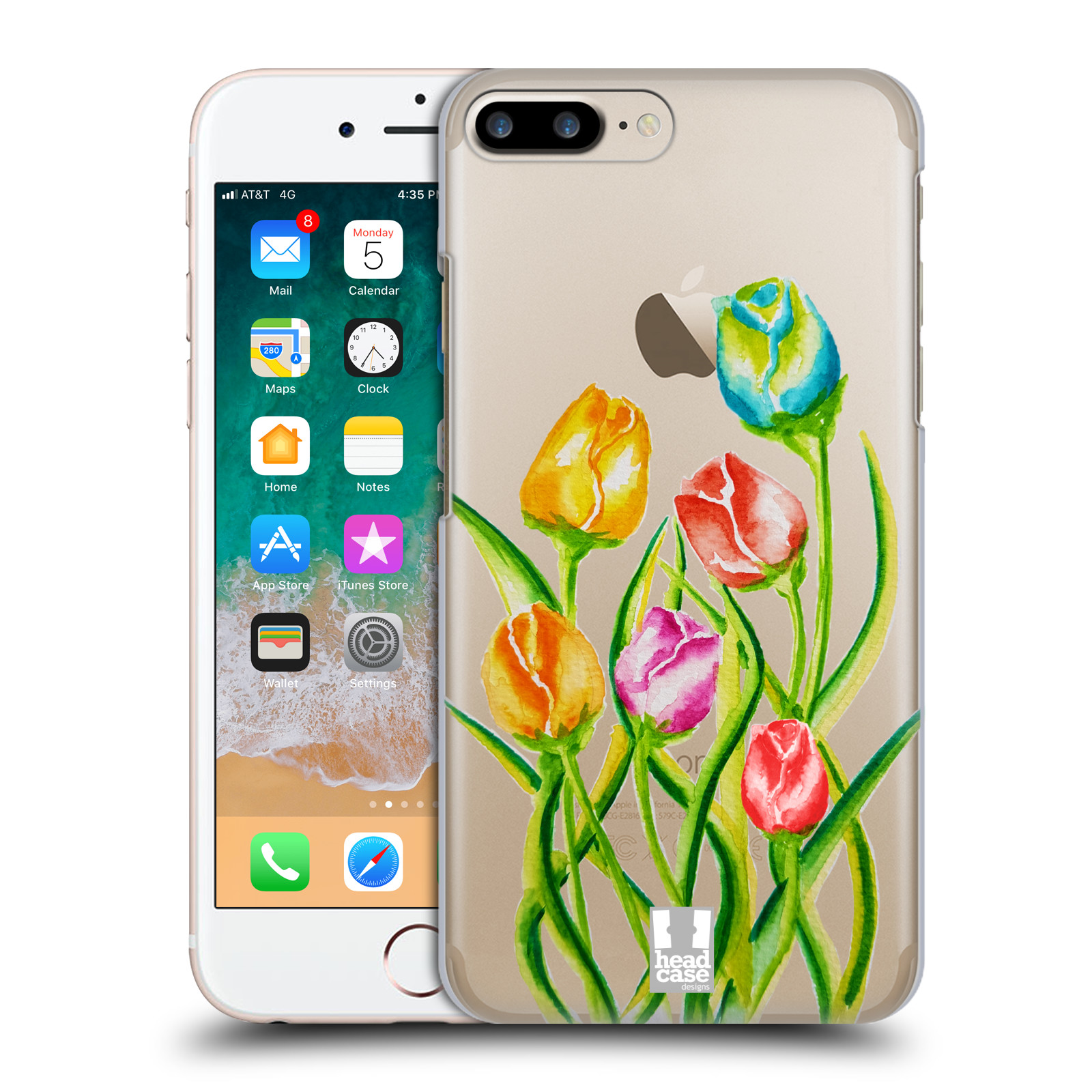 Plastové pouzdro pro mobil Apple Iphone 8 PLUS Květina Tulipán vodní barvy